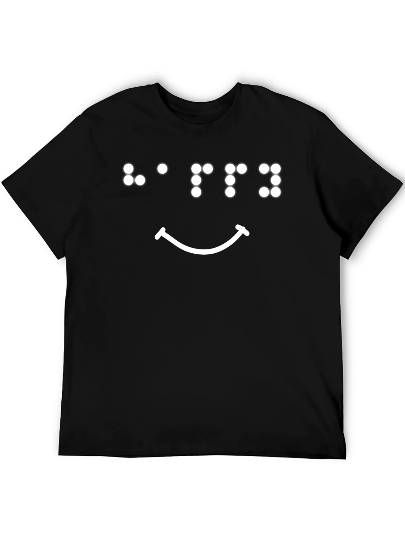 Braille Smiley Face Graphic Tee - Black Cotton T-Shirt