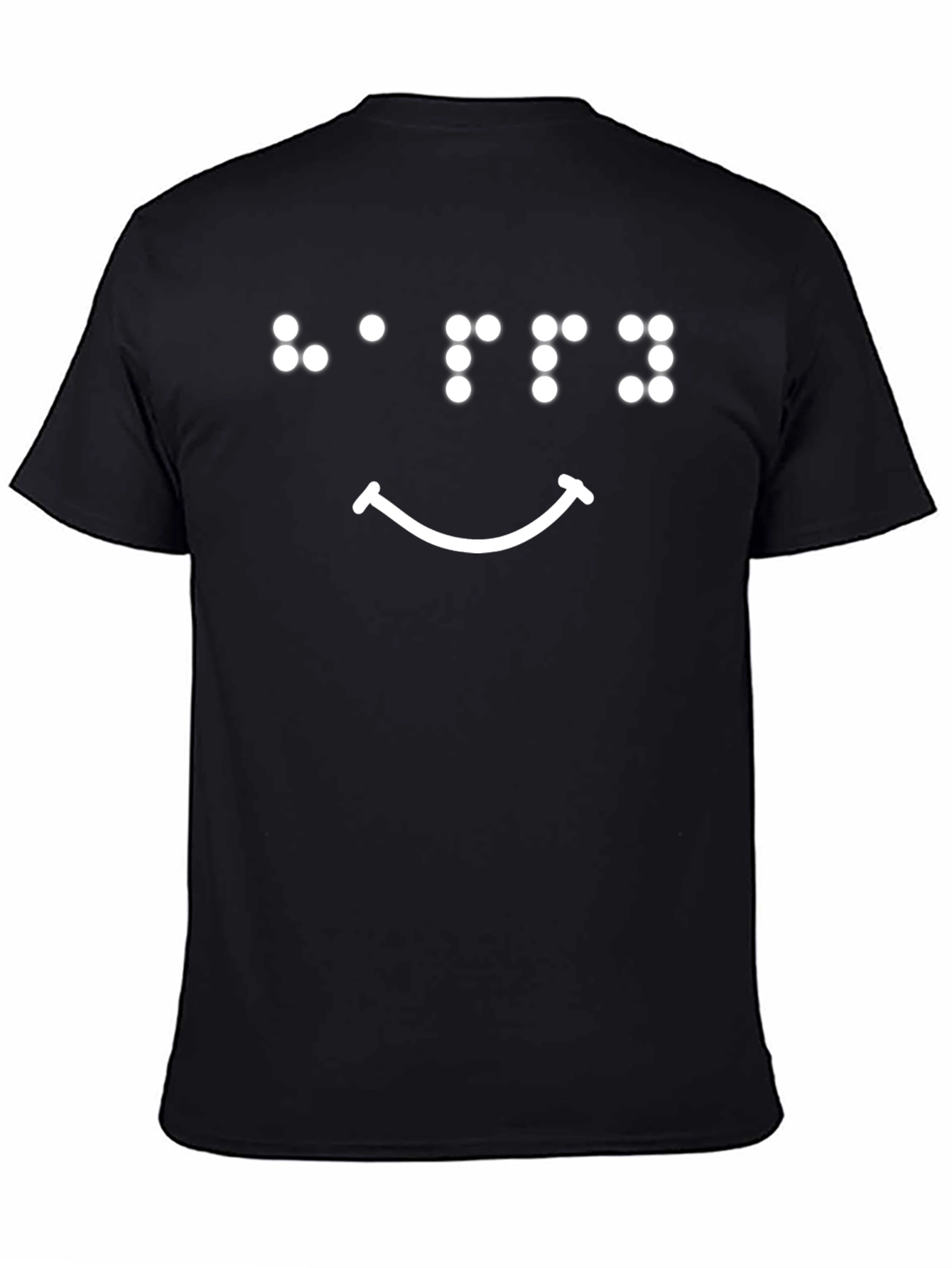 Braille Smiley Face Graphic Tee - Black Cotton T-Shirt