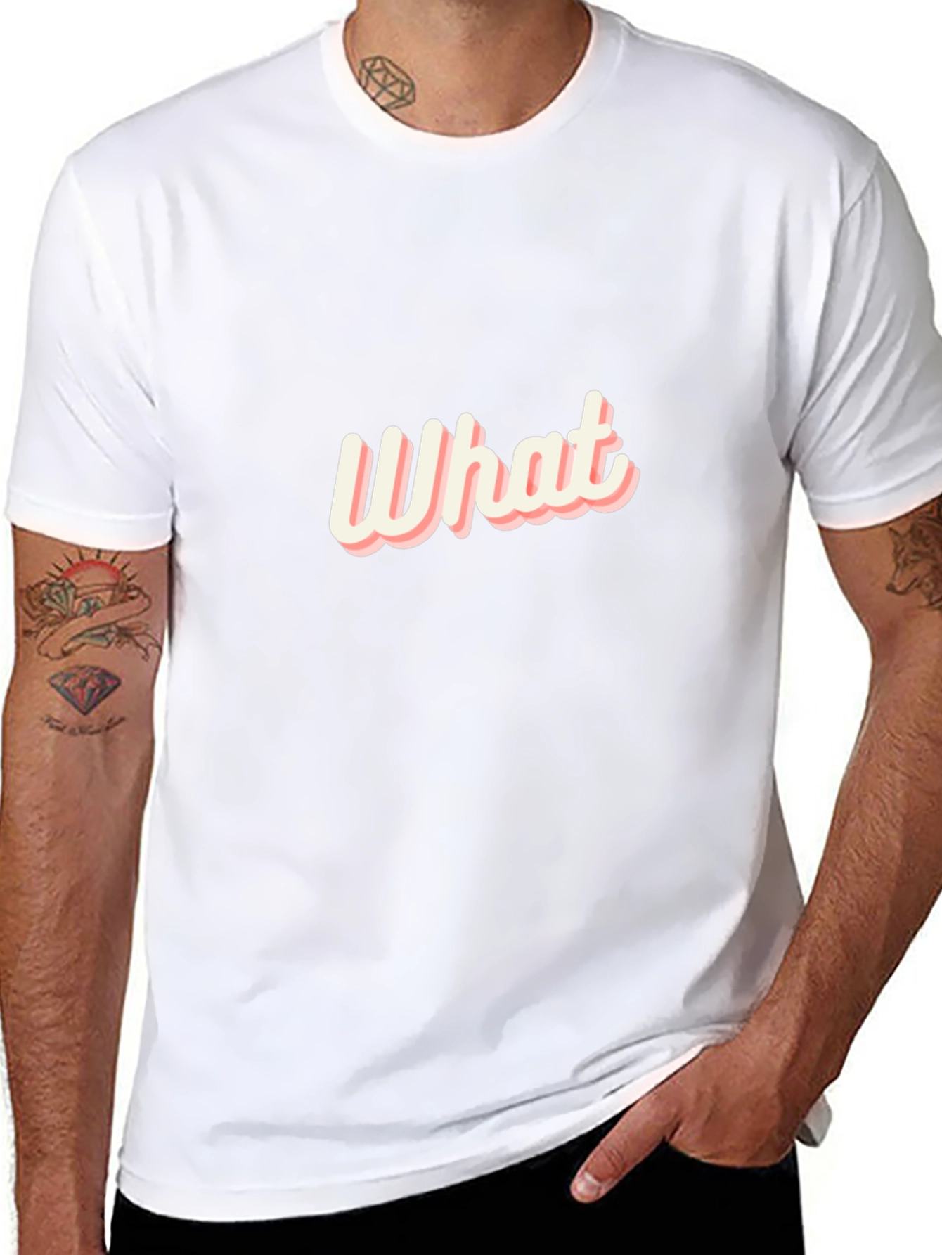 What Graphic Print Mens Black T-Shirt