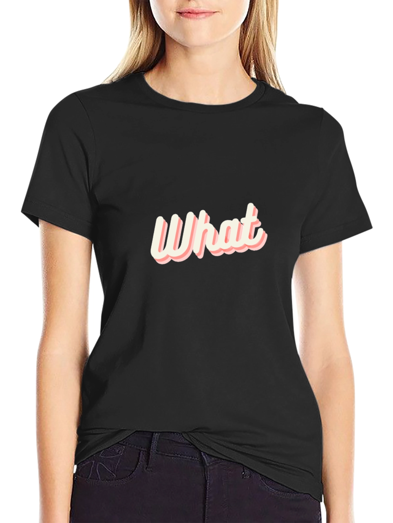 What Graphic Print Mens Black T-Shirt