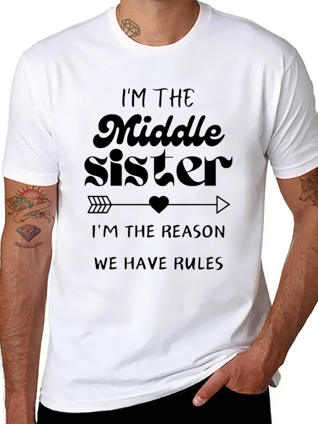 Middle Sister Rules Black T-Shirt