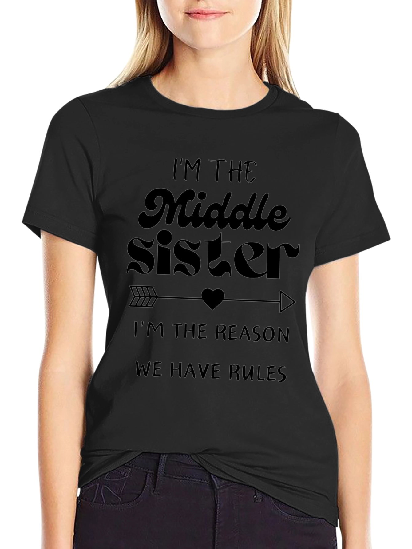 Middle Sister Rules Black T-Shirt