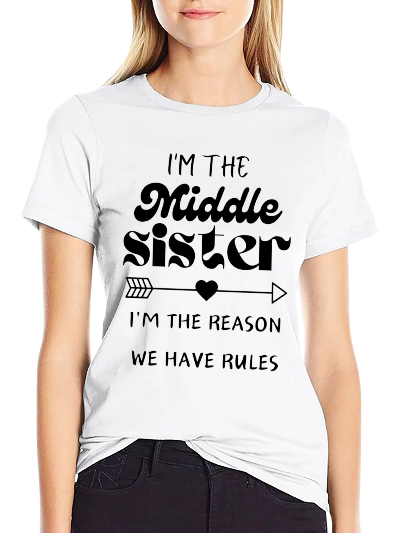 Middle Sister Rules Black T-Shirt