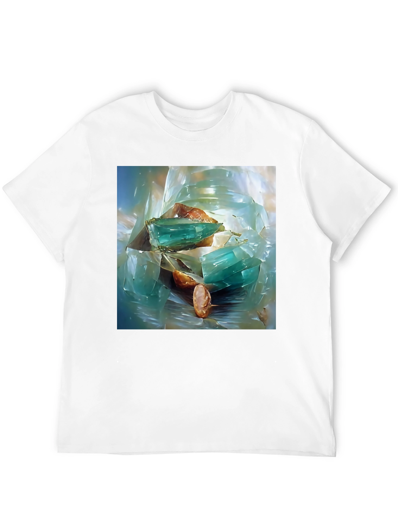 Abstract Gemstone Print Black T-Shirt