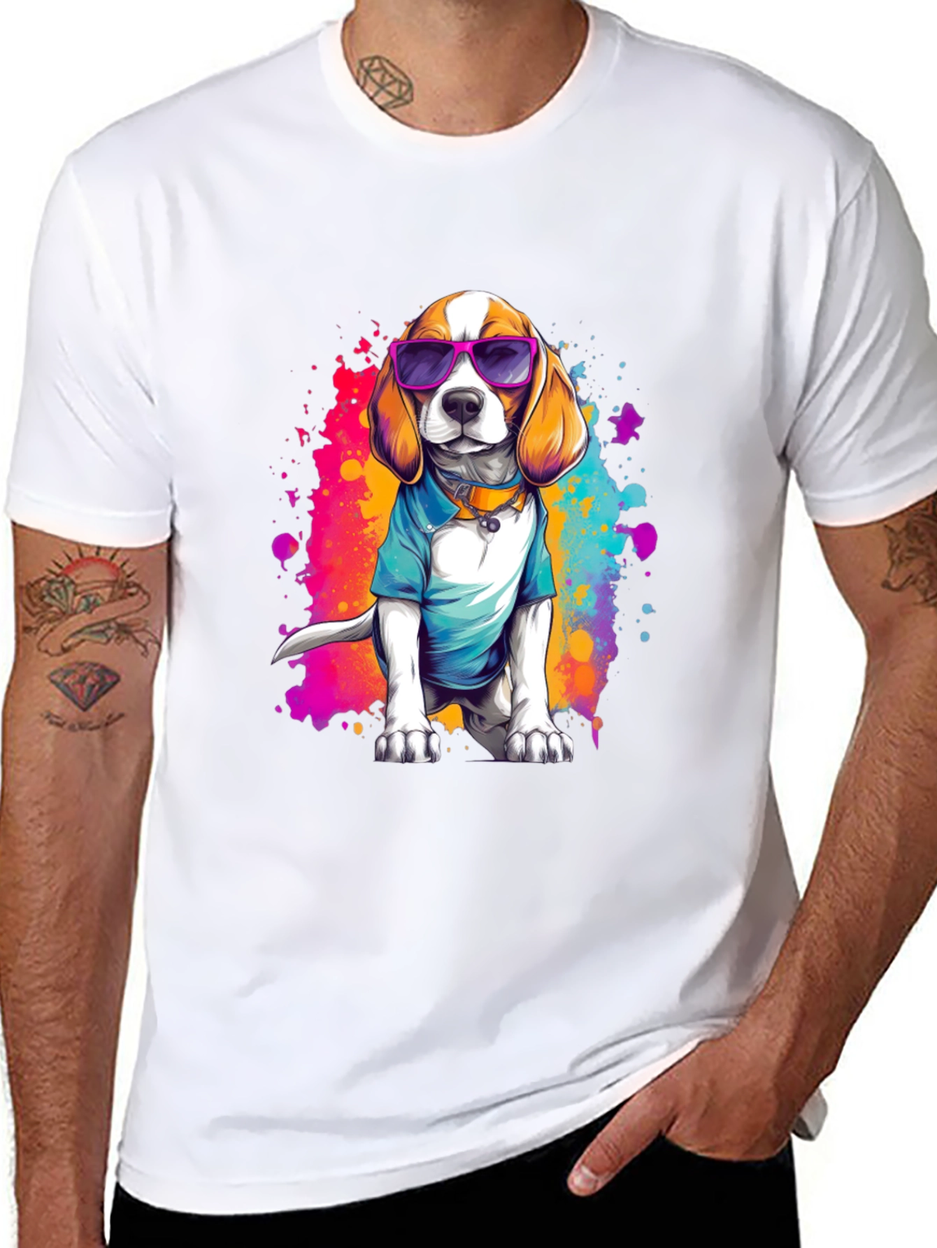 Cool Beagle Dog Graphic Black T-Shirt