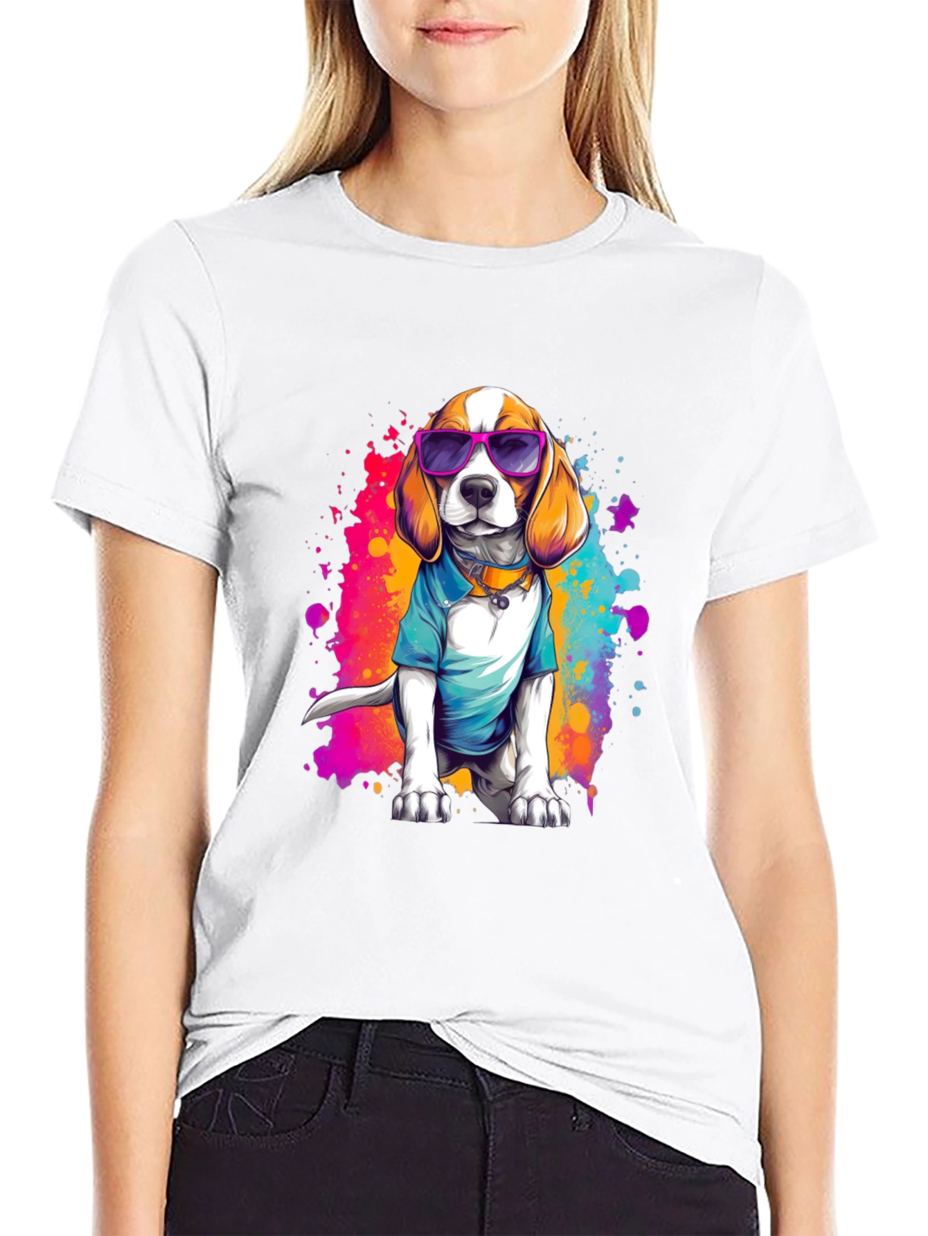 Cool Beagle Dog Graphic Black T-Shirt