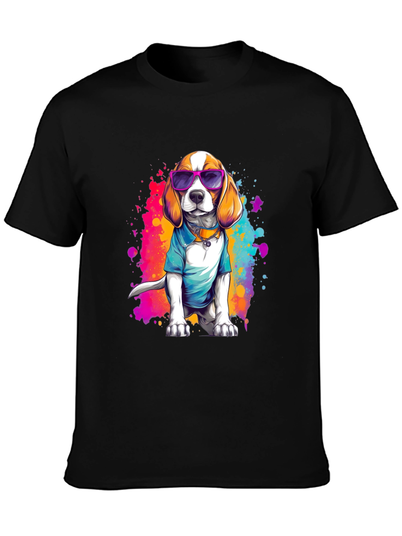 Cool Beagle Dog Graphic Black T-Shirt