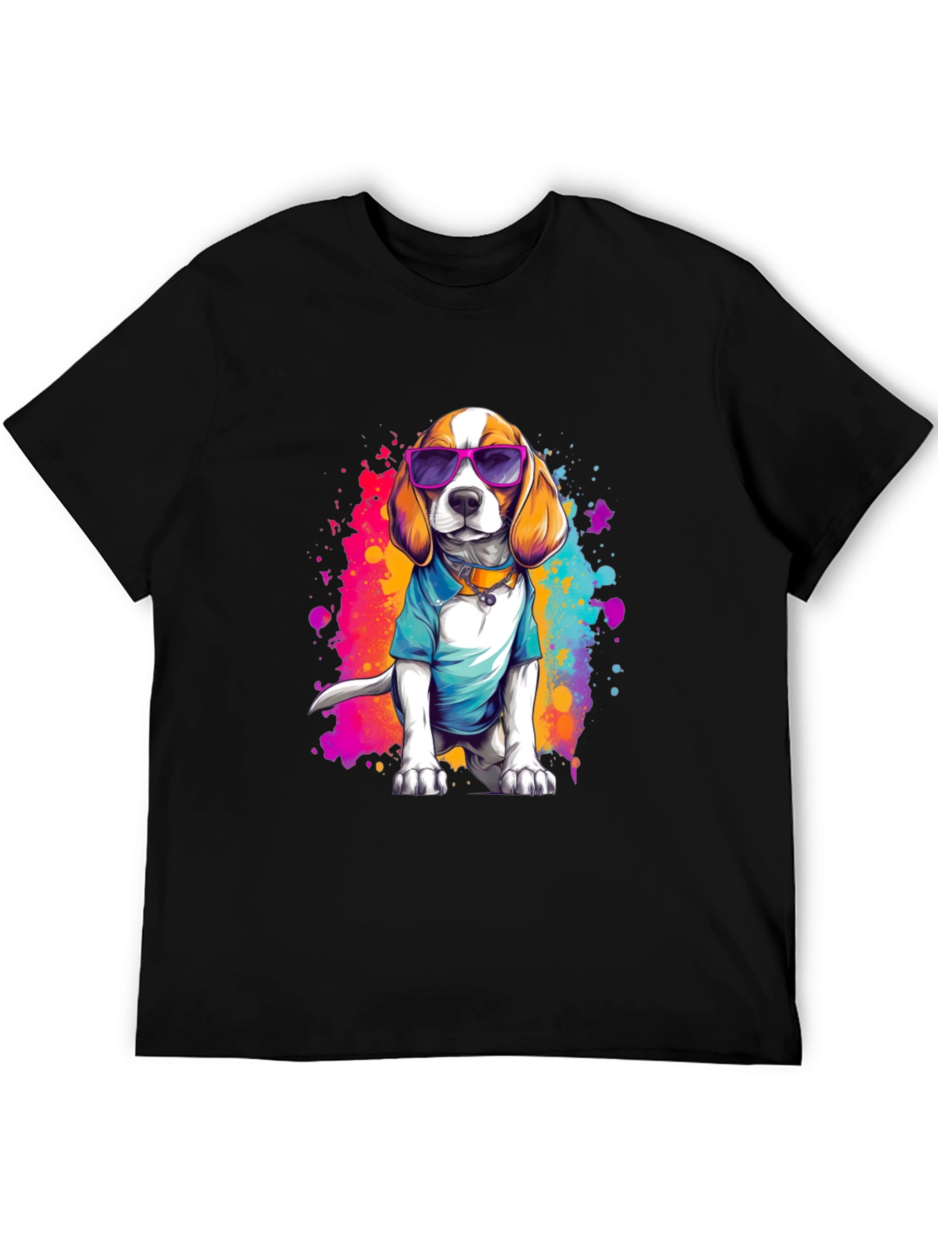 Cool Beagle Dog Graphic Black T-Shirt