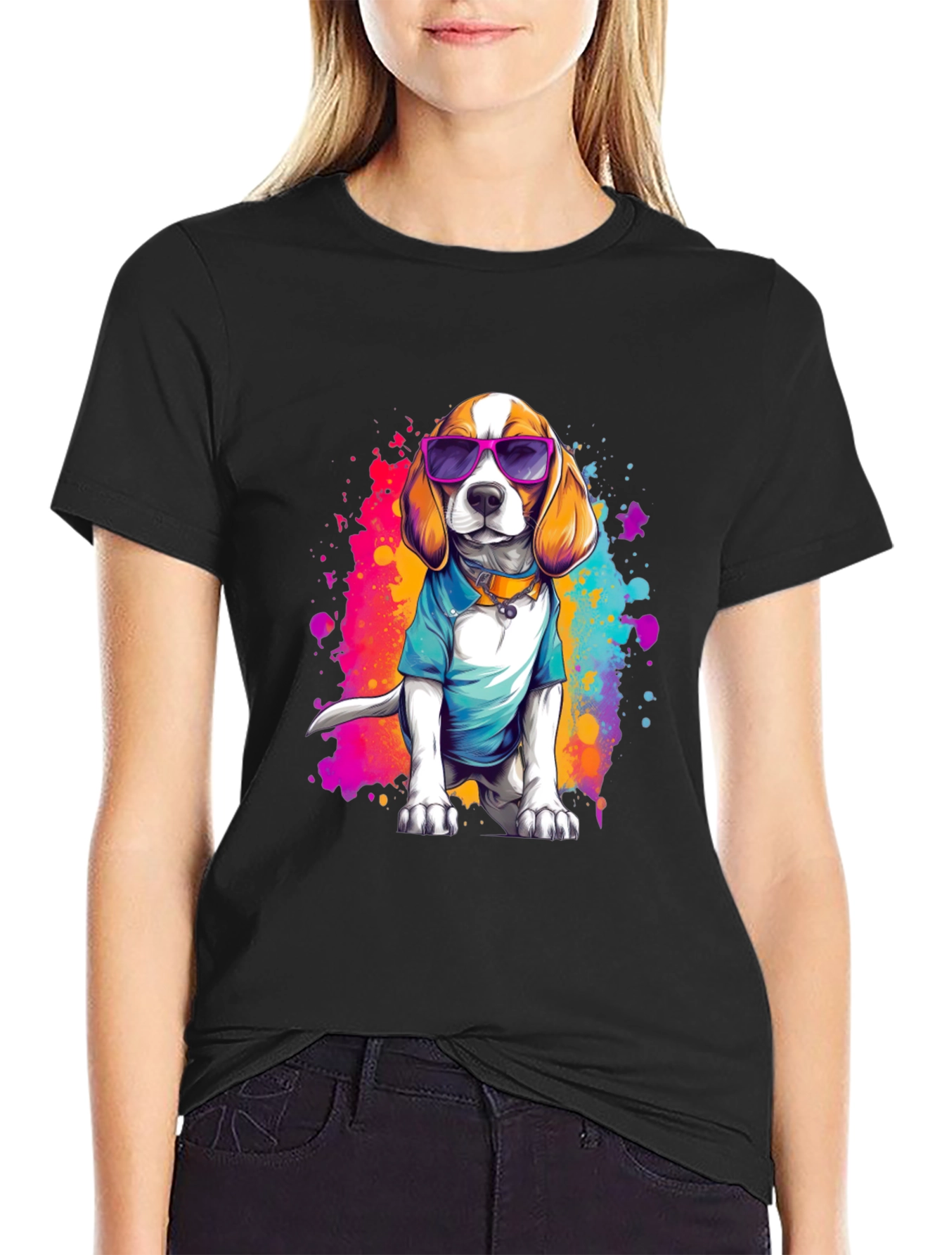 Cool Beagle Dog Graphic Black T-Shirt