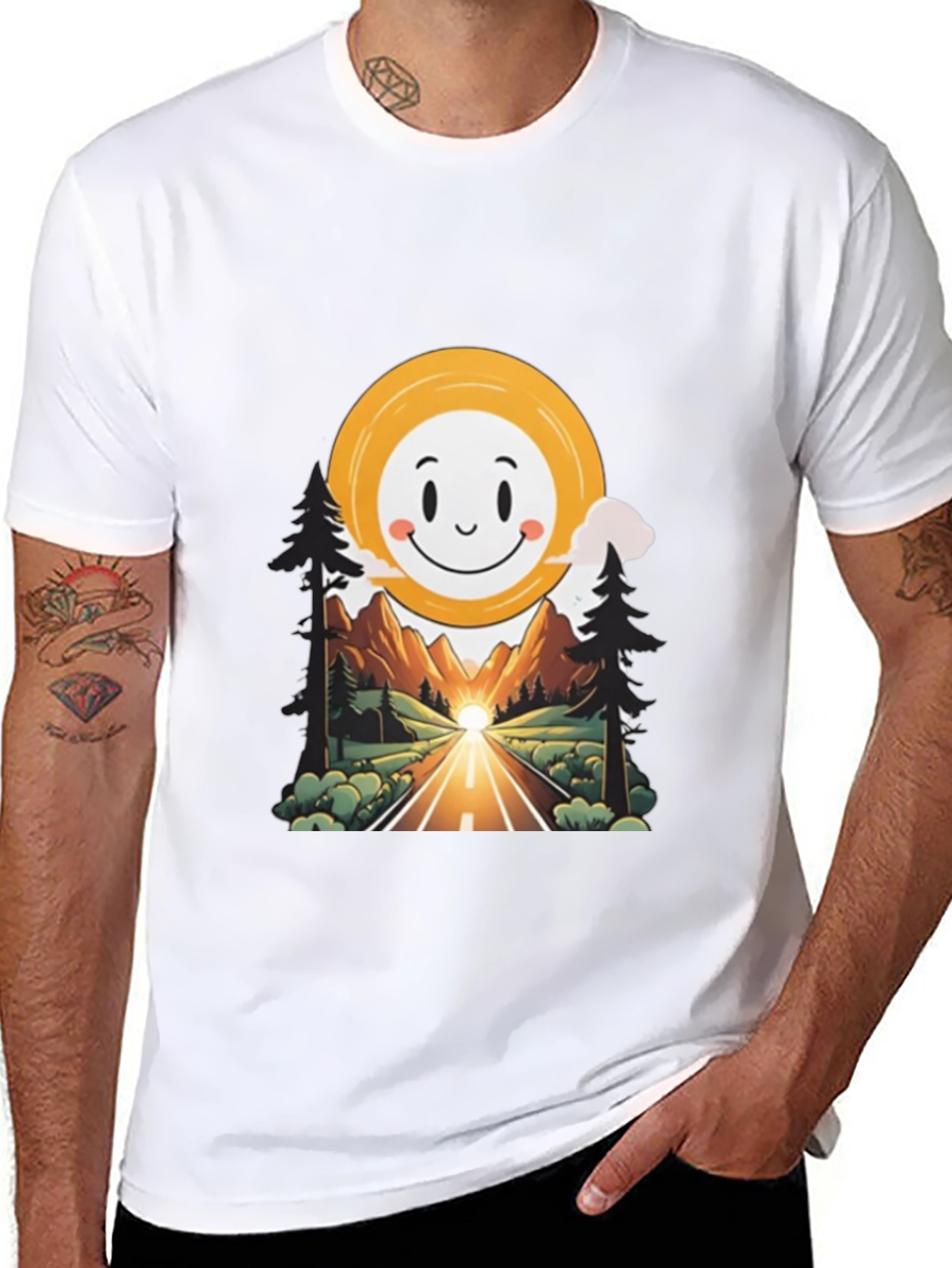 Smiley Face Road Trip Graphic T-Shirt