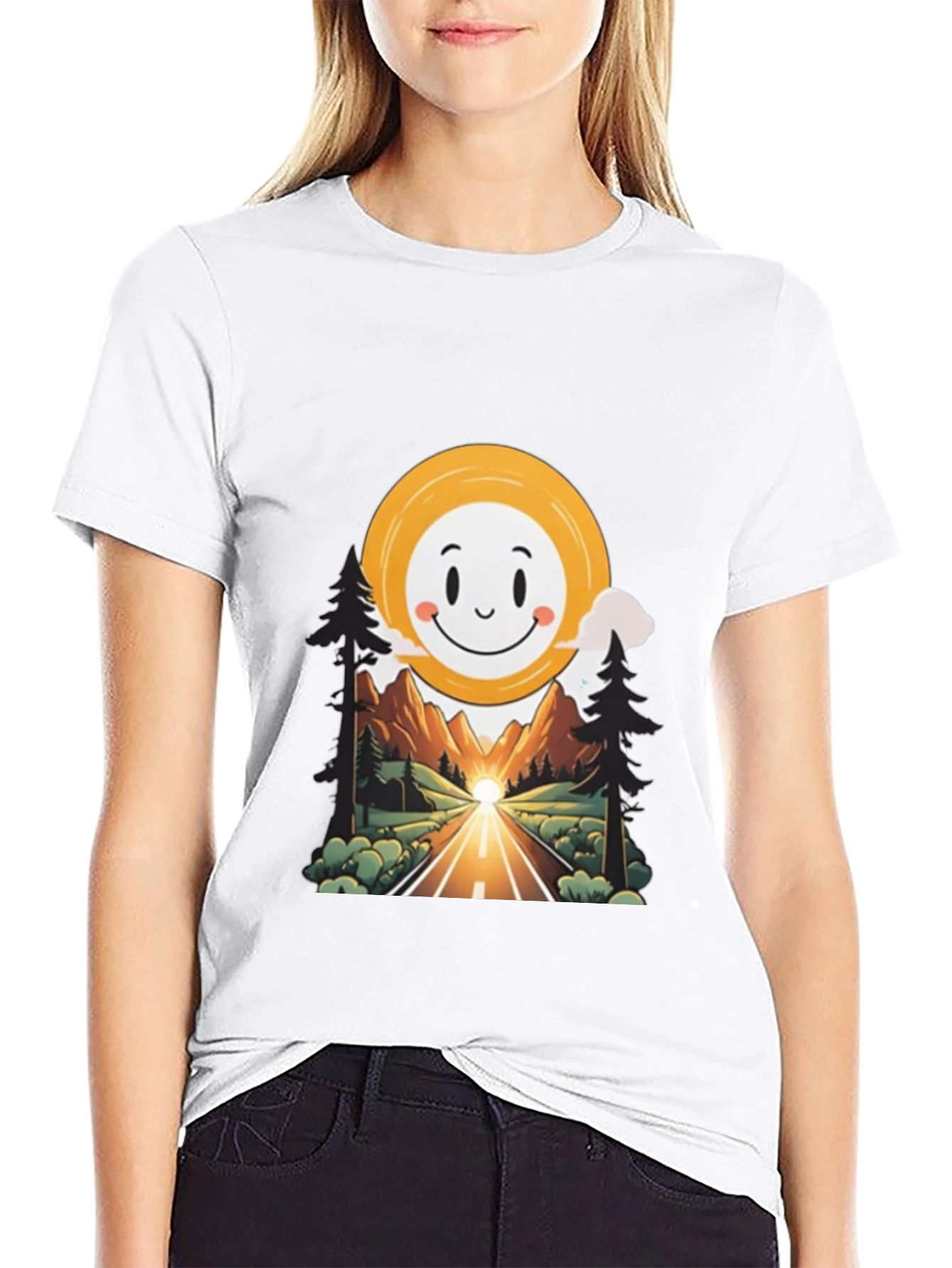 Smiley Face Road Trip Graphic T-Shirt