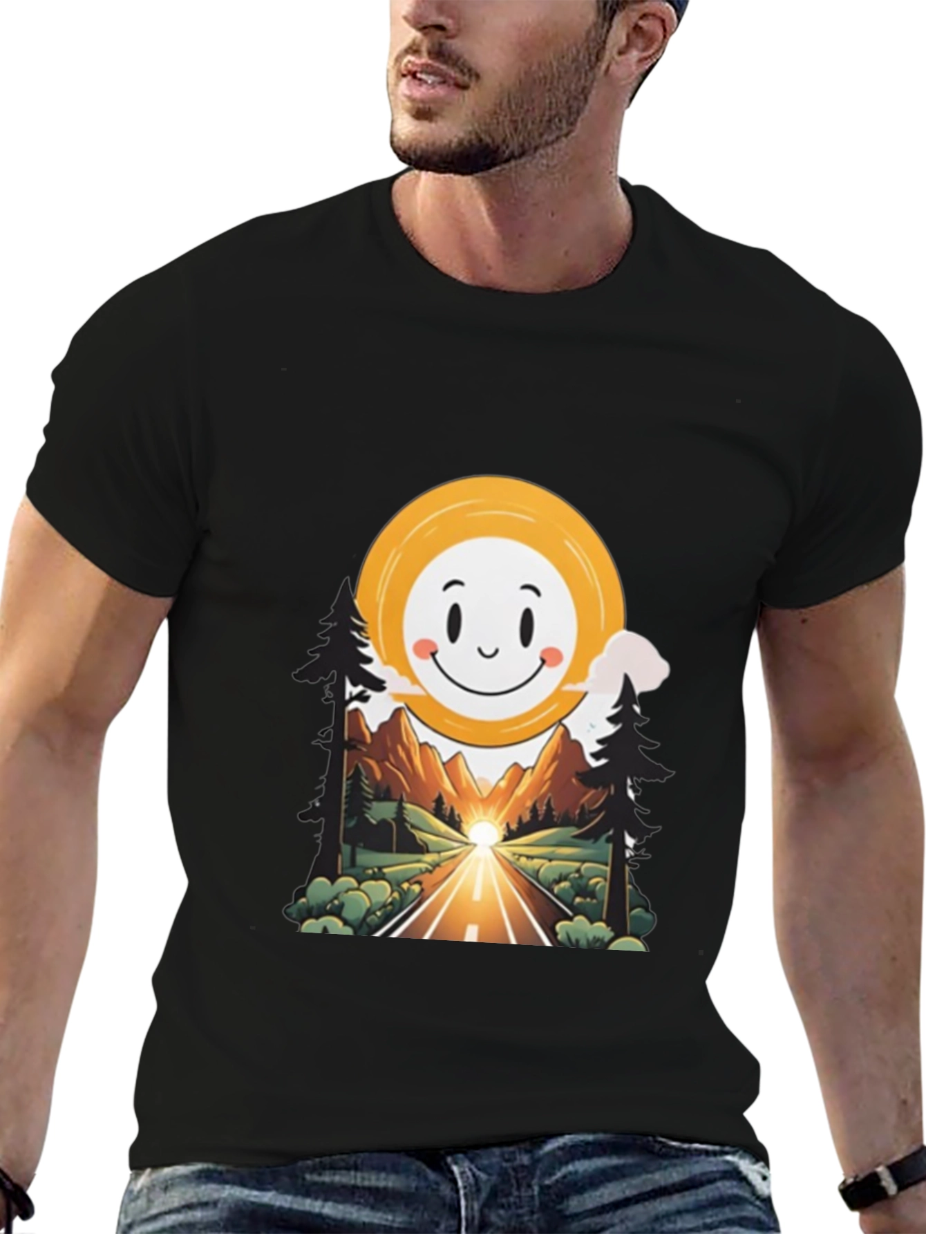 Smiley Face Road Trip Graphic T-Shirt