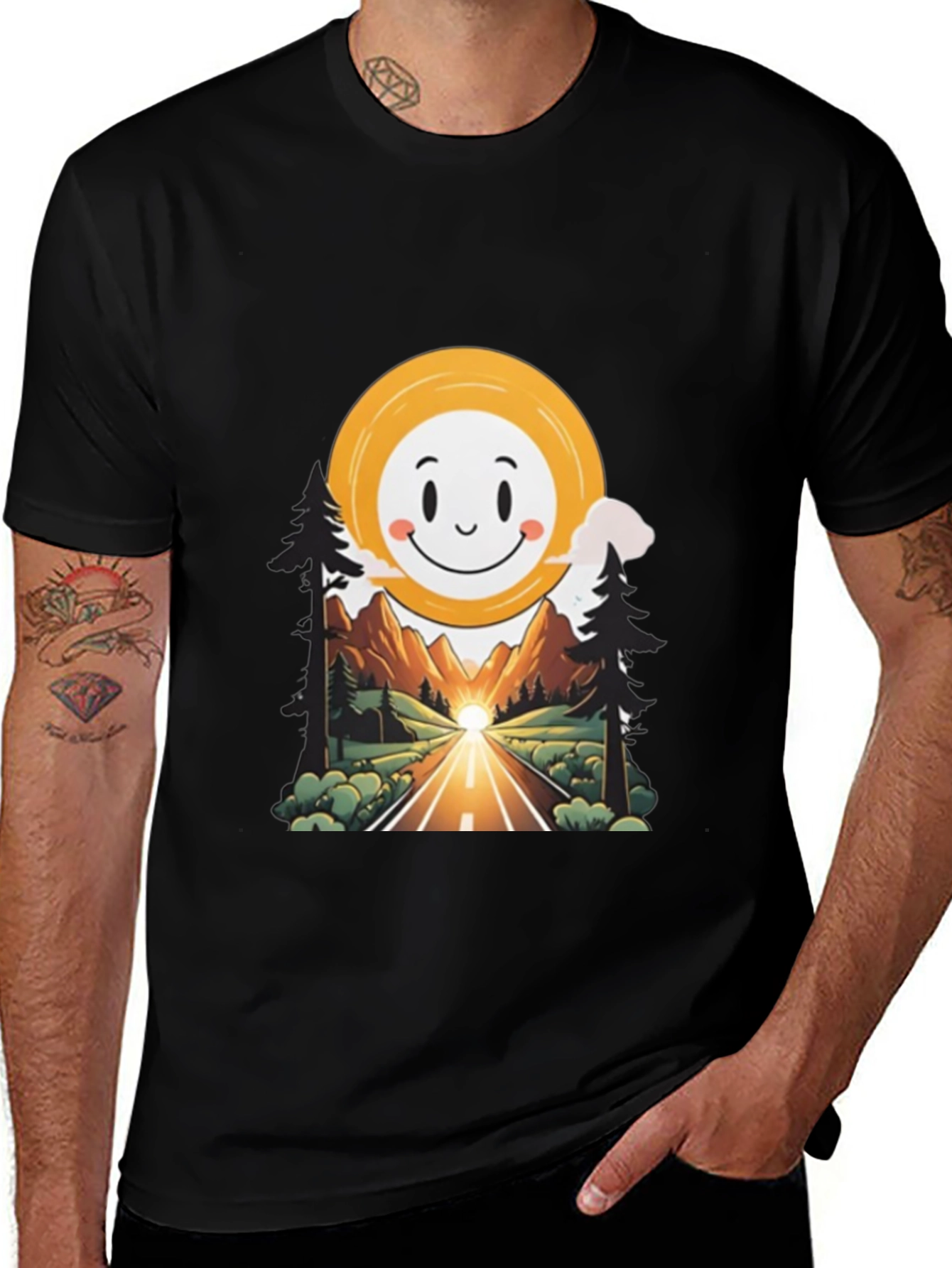 Smiley Face Road Trip Graphic T-Shirt