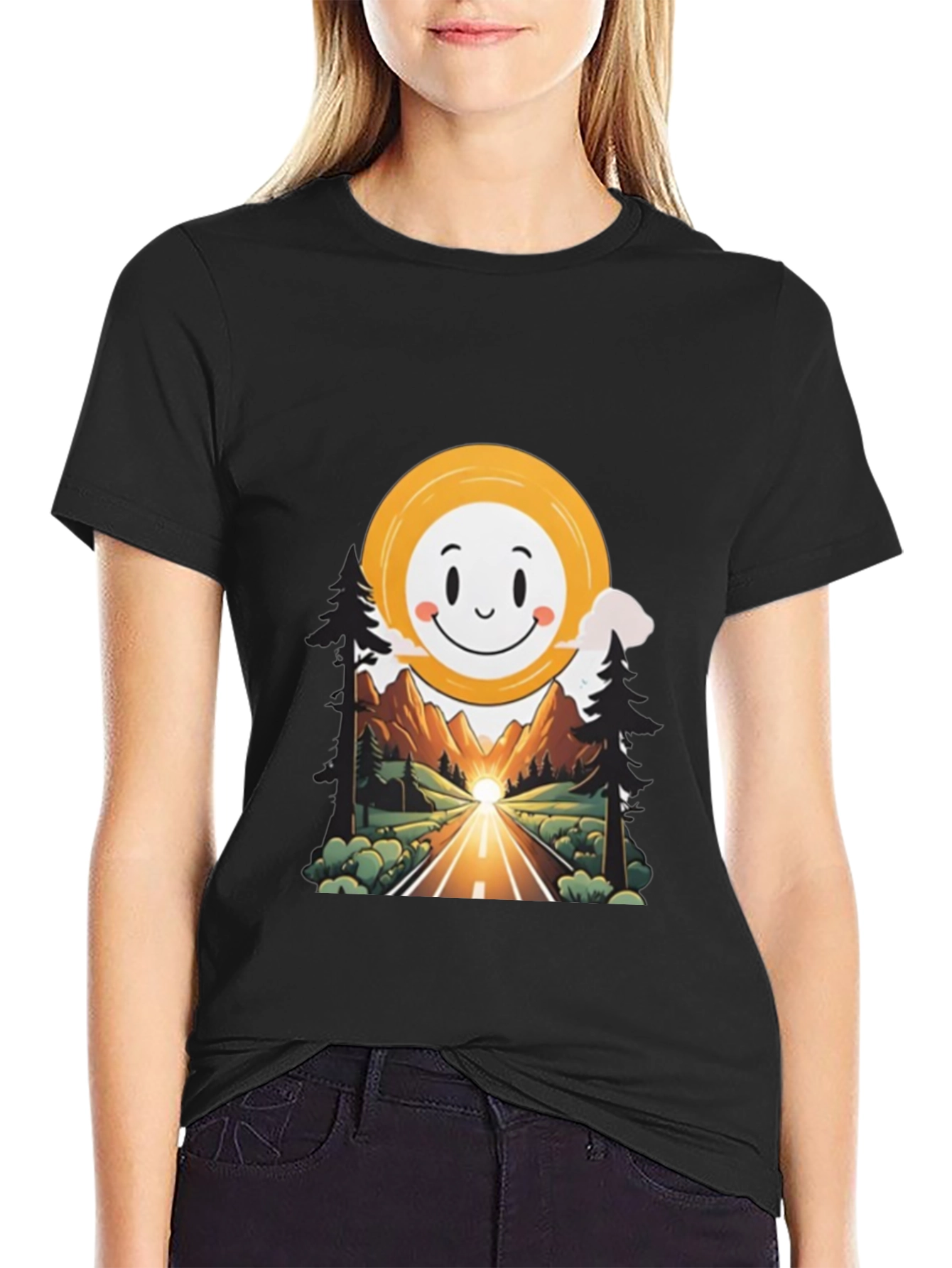 Smiley Face Road Trip Graphic T-Shirt