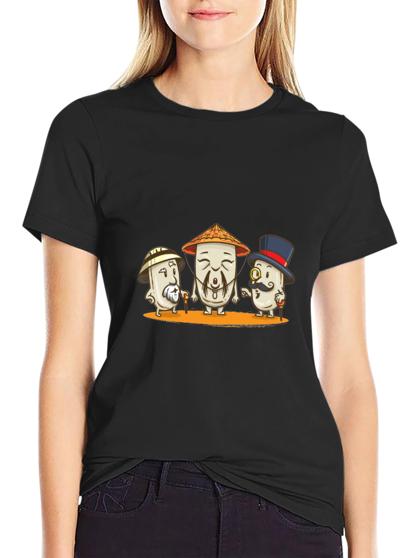 Stylish Black T-Shirt with Humorous Cartoon Design