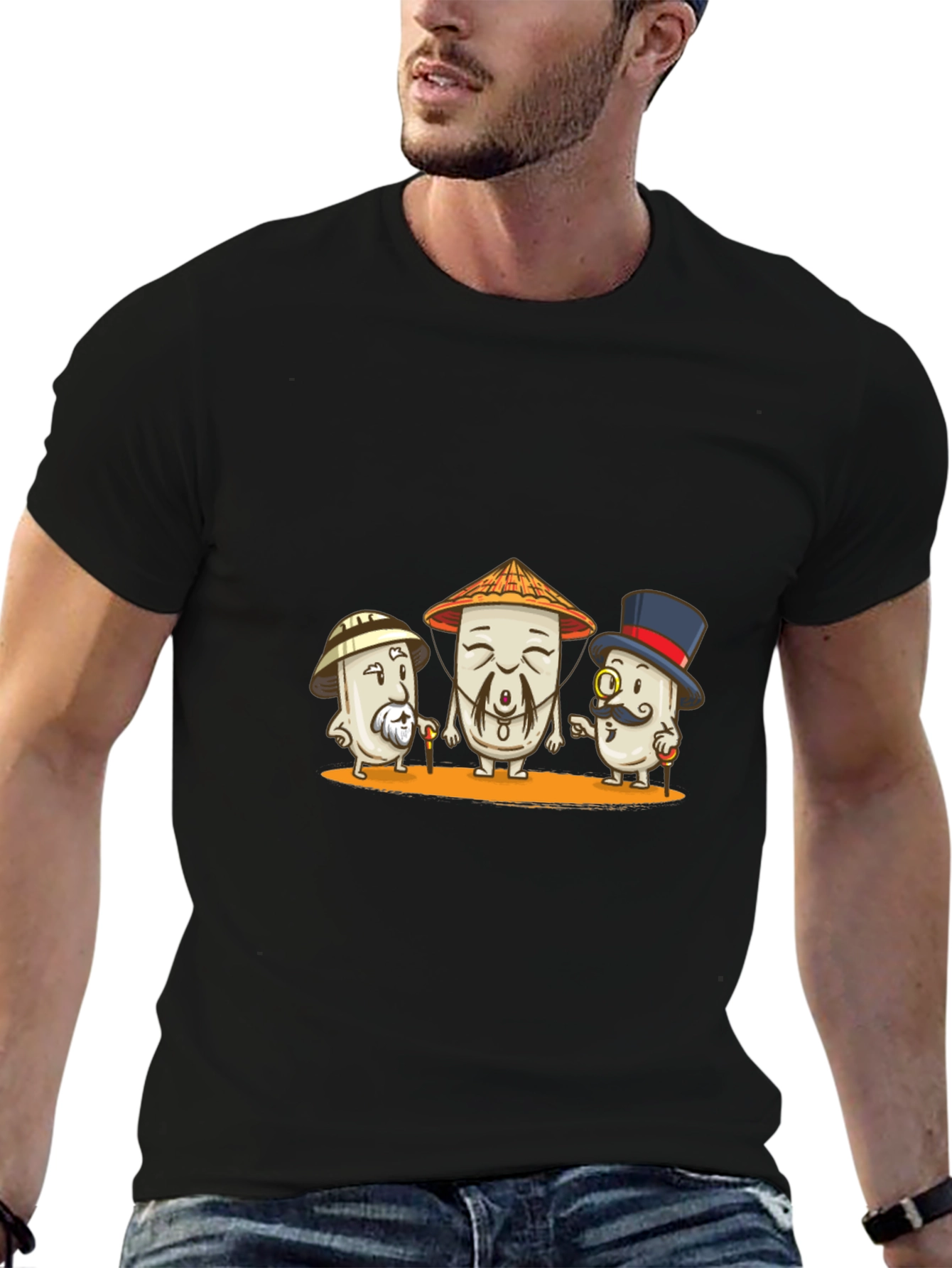 Stylish Black T-Shirt with Humorous Cartoon Design