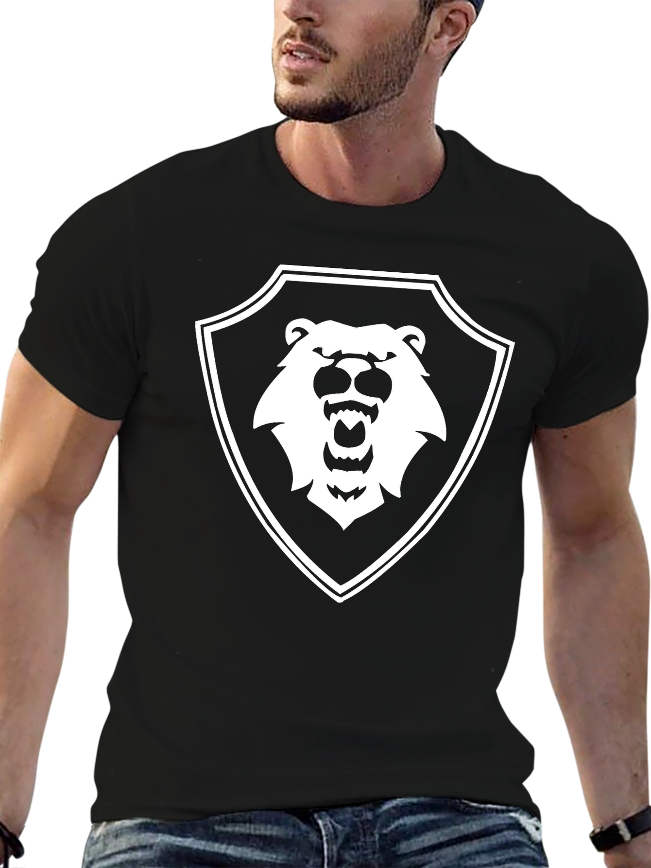 Bear Shield Graphic T-Shirt - Black