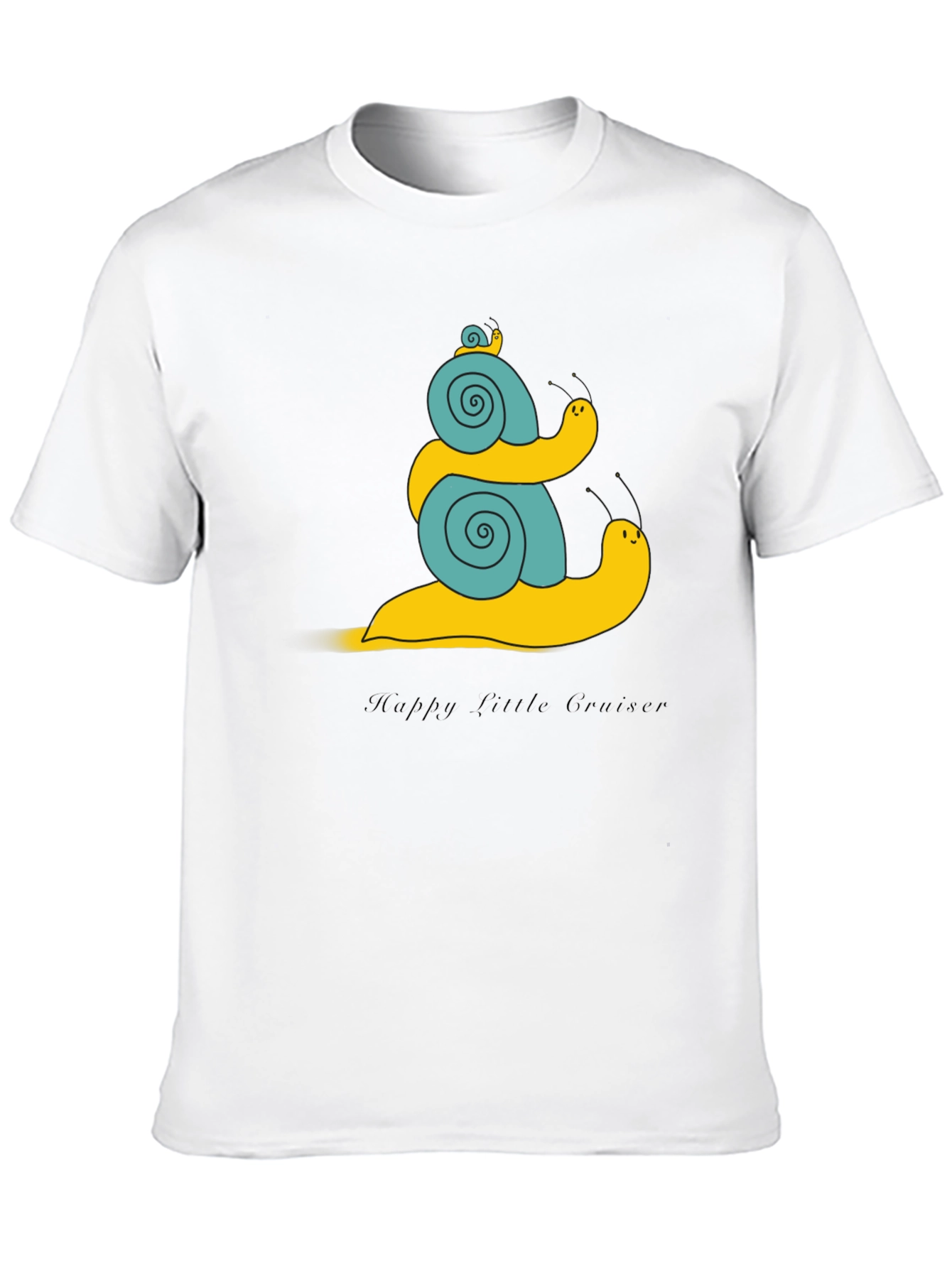 Snail Family Graphic Tee - Black Cotton T-Shirt