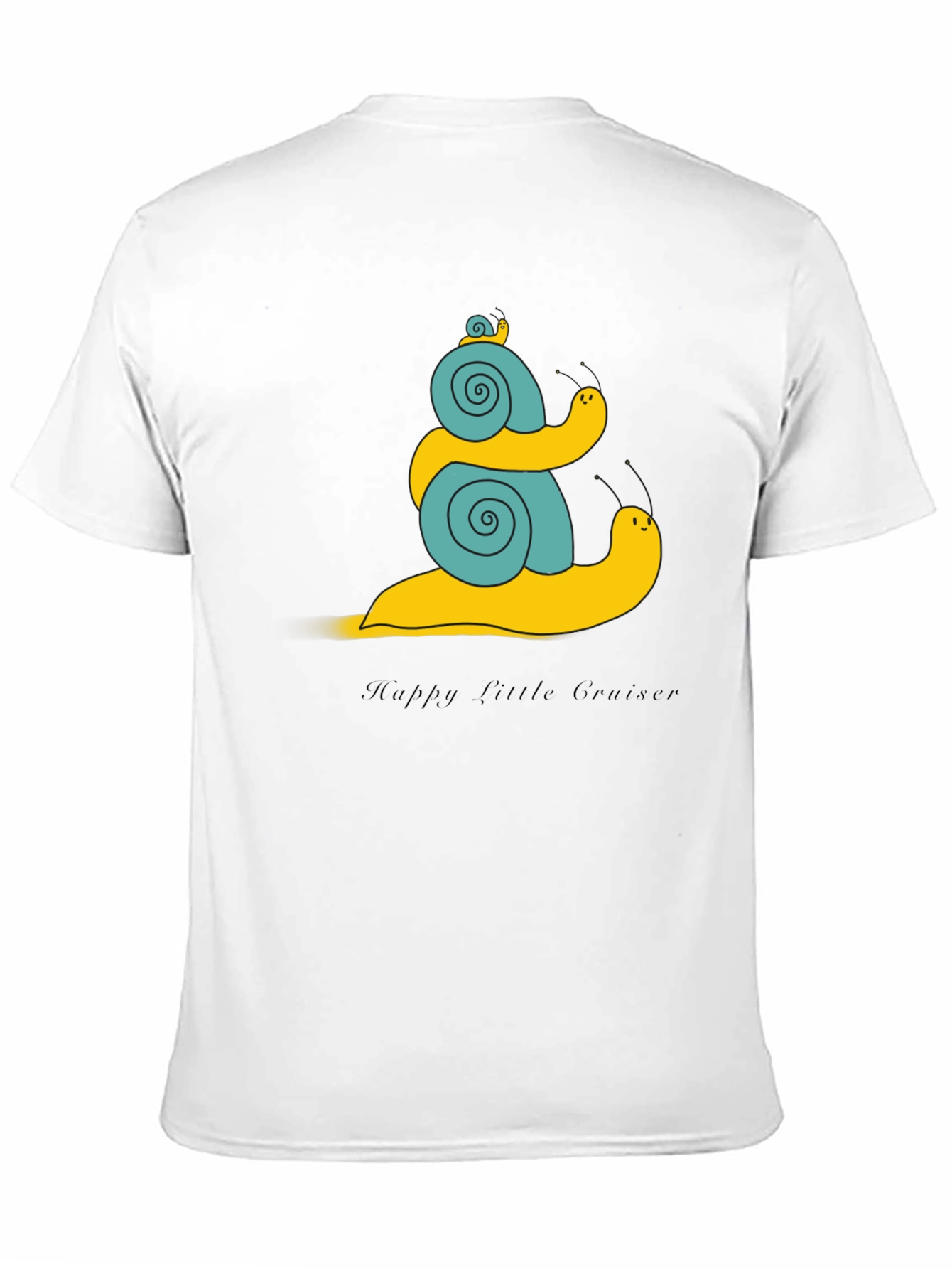 Snail Family Graphic Tee - Black Cotton T-Shirt