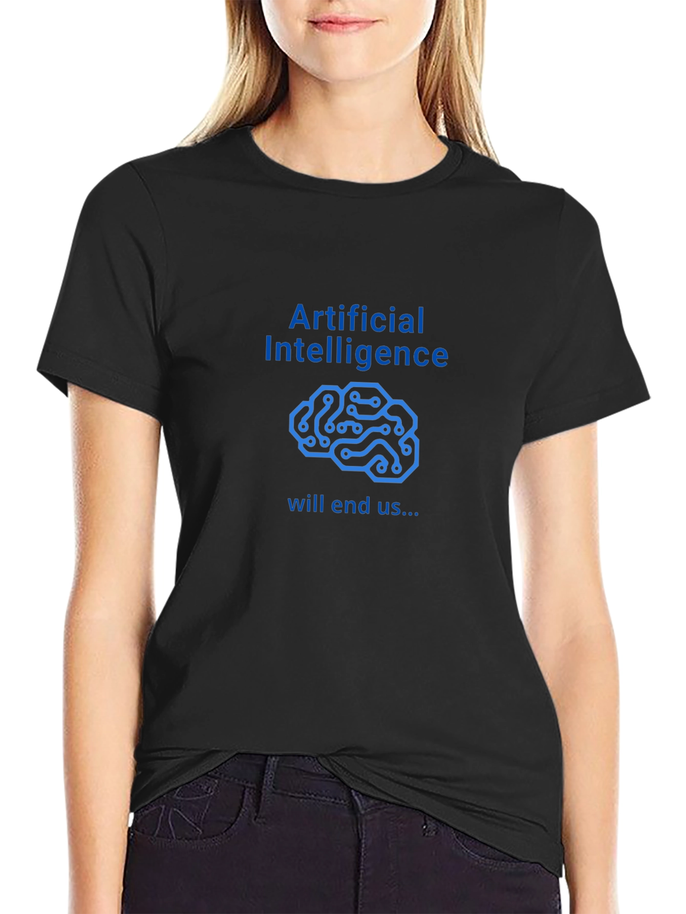 AI Will End Us Graphic Tee - Black T-Shirt