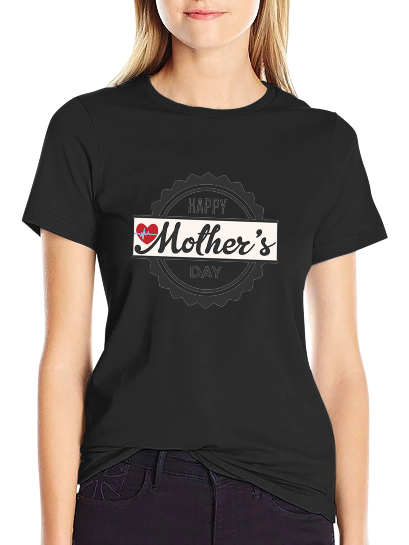 Happy Mothers Day Graphic Tee - Black