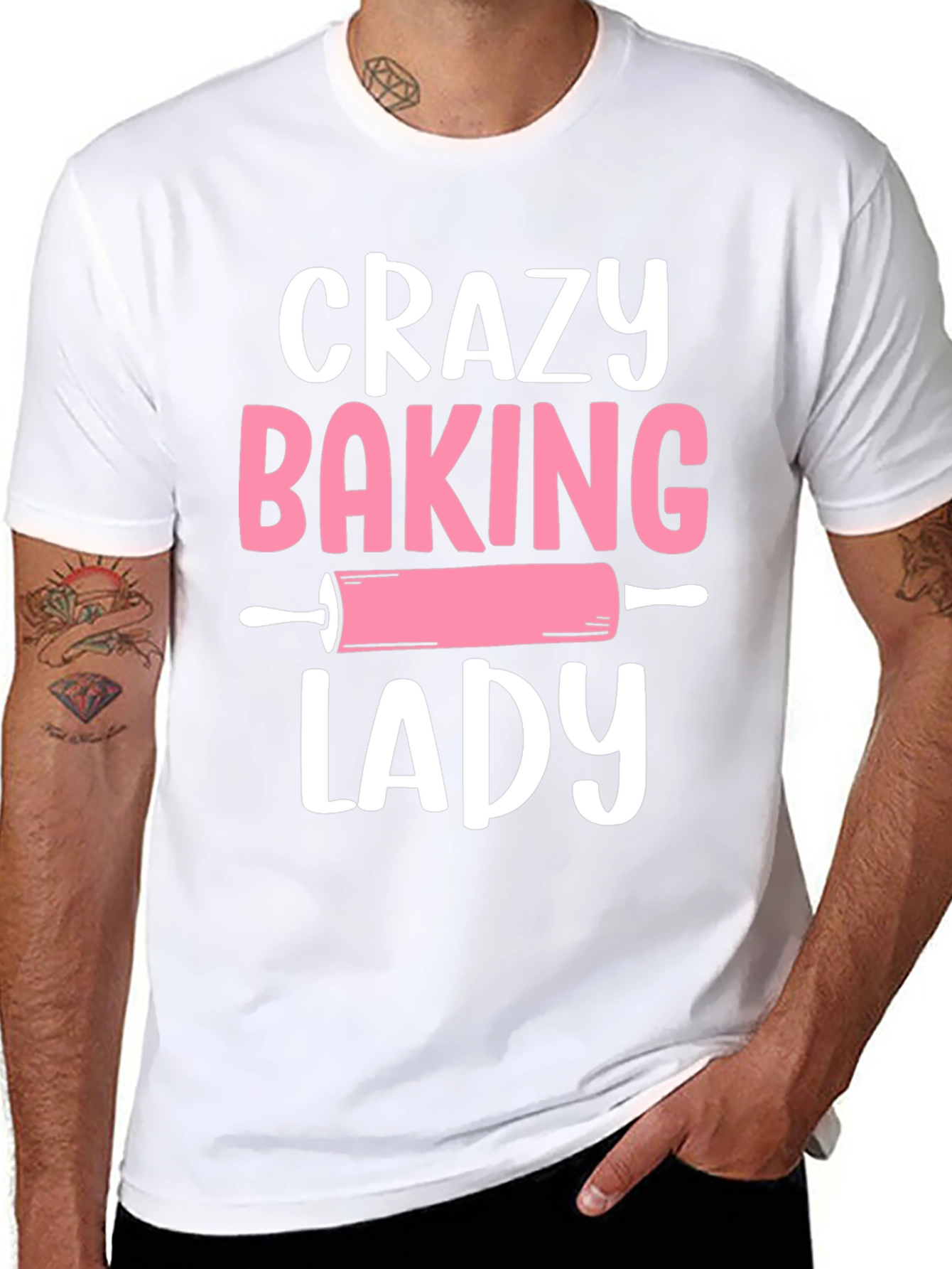 Crazy Baking Lady Graphic Tee - Black