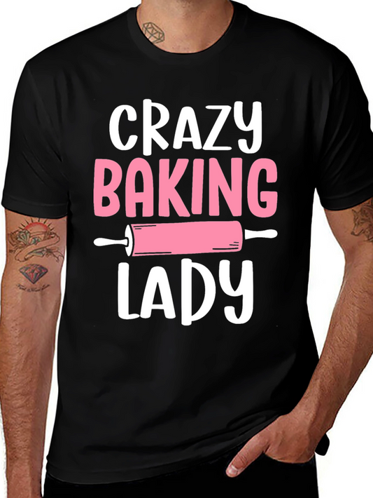 Crazy Baking Lady Graphic Tee - Black