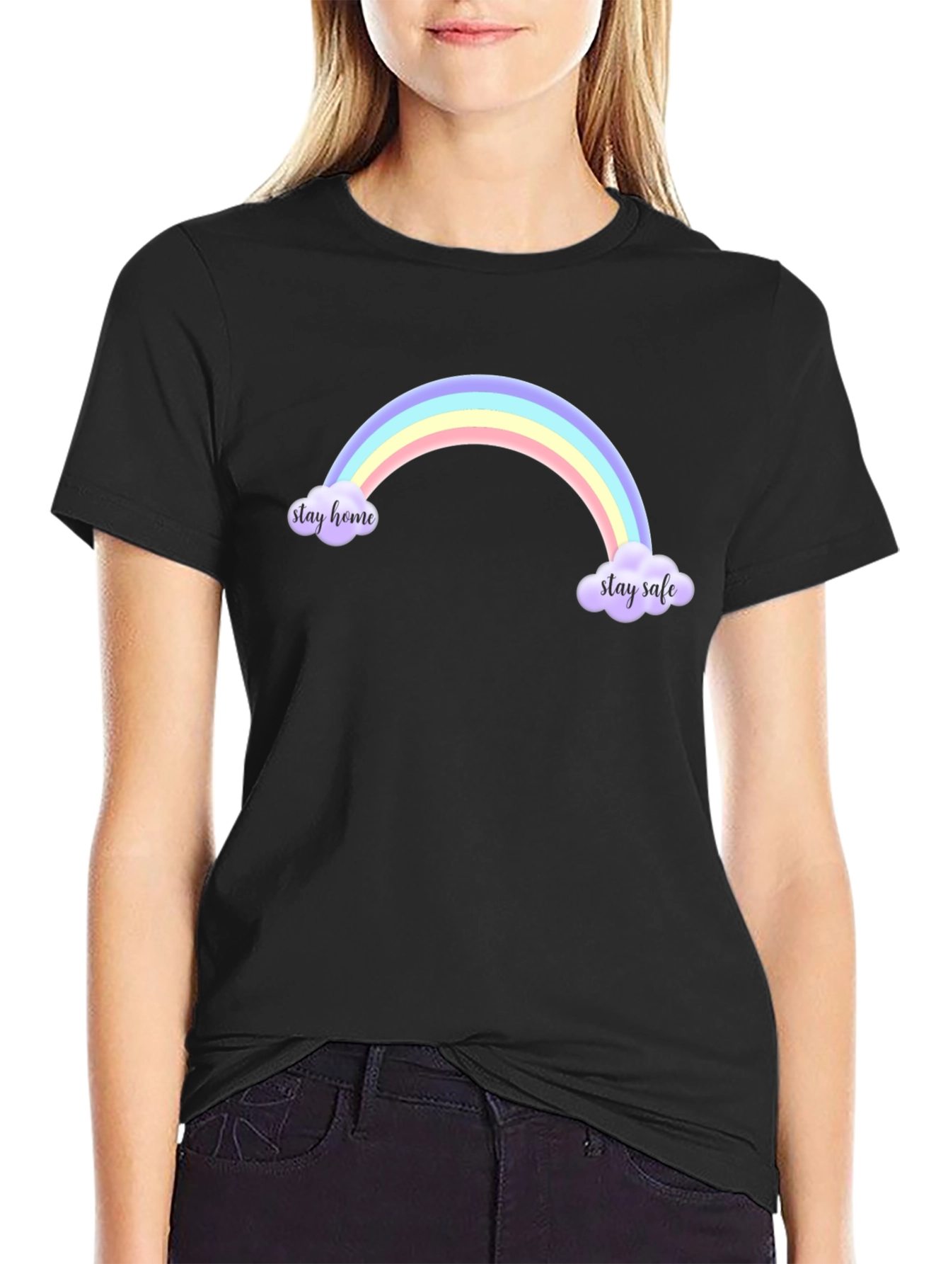 Stay Home Stay Safe Rainbow T-Shirt