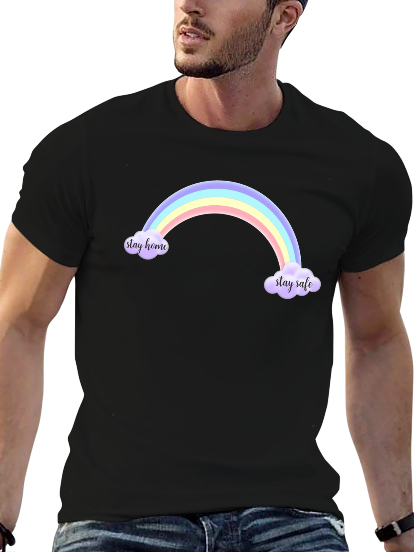 Stay Home Stay Safe Rainbow T-Shirt