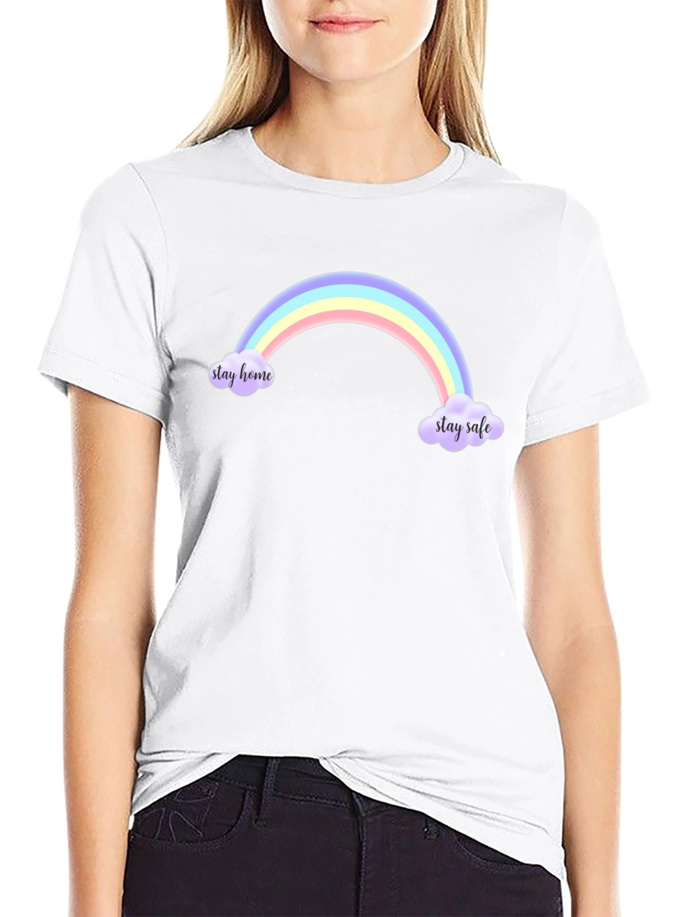 Stay Home Stay Safe Rainbow T-Shirt
