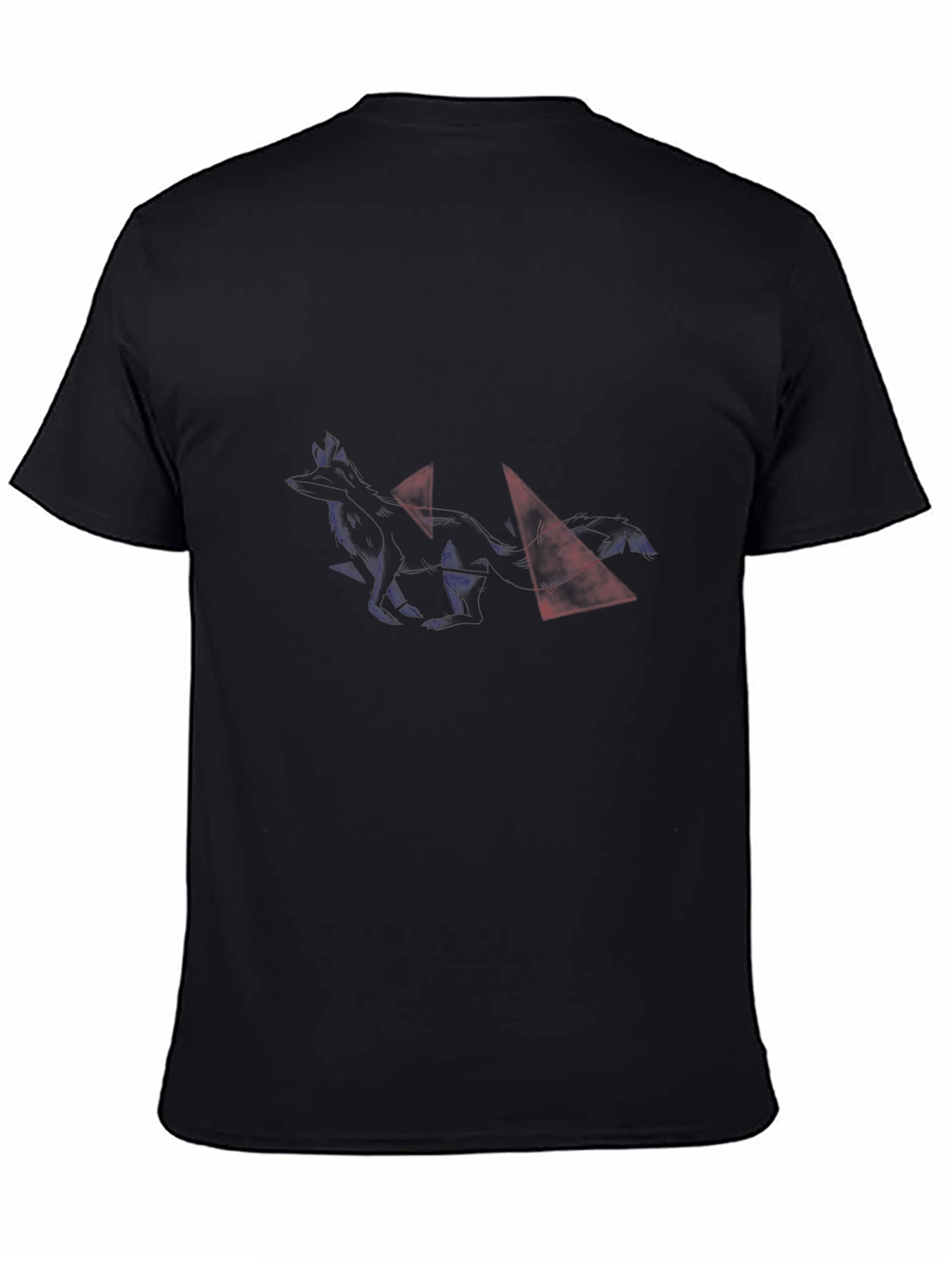 Black Graphic Tee with Abstract Fox Design