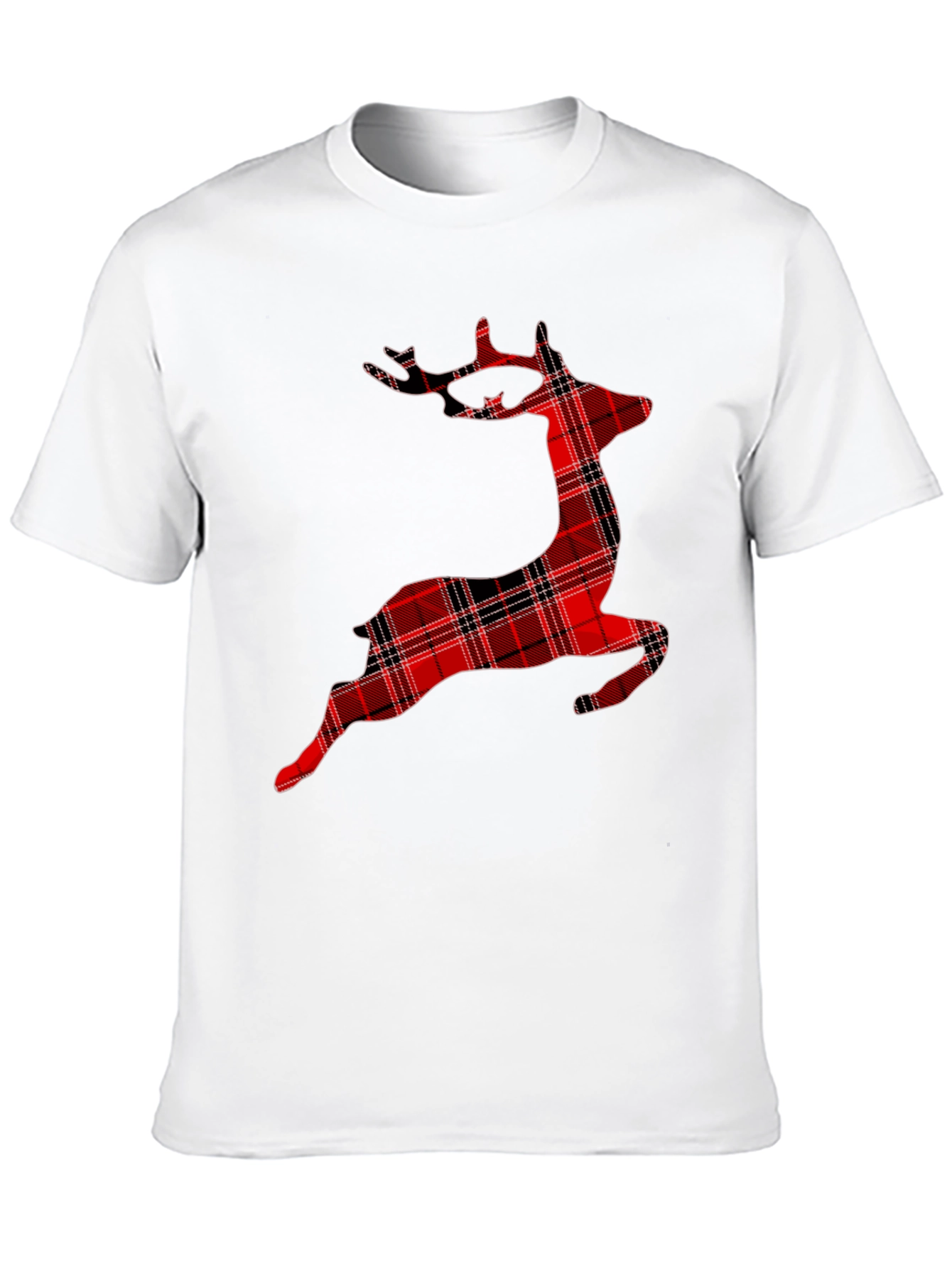 Red Plaid Reindeer Graphic T-Shirt