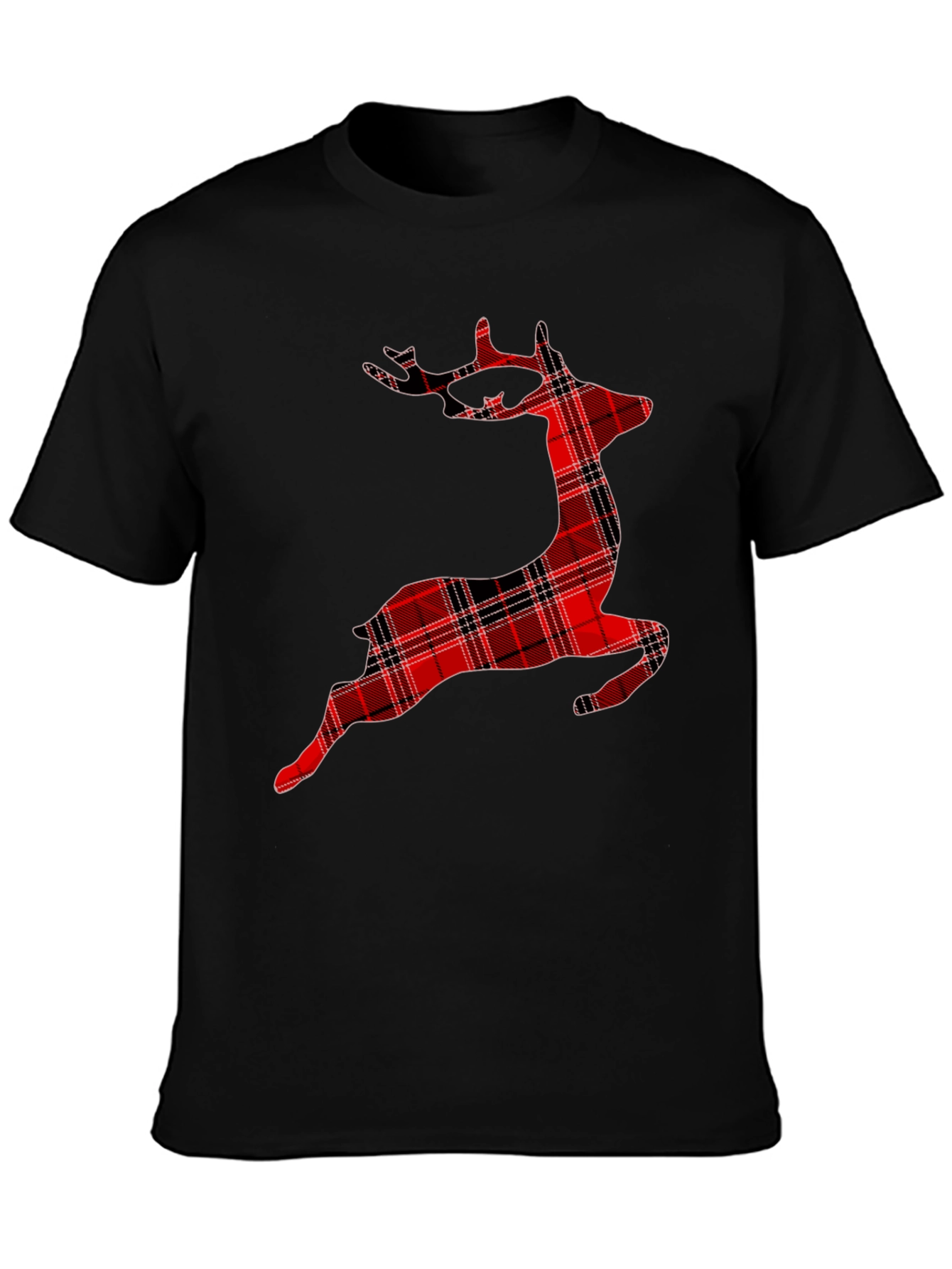 Red Plaid Reindeer Graphic T-Shirt
