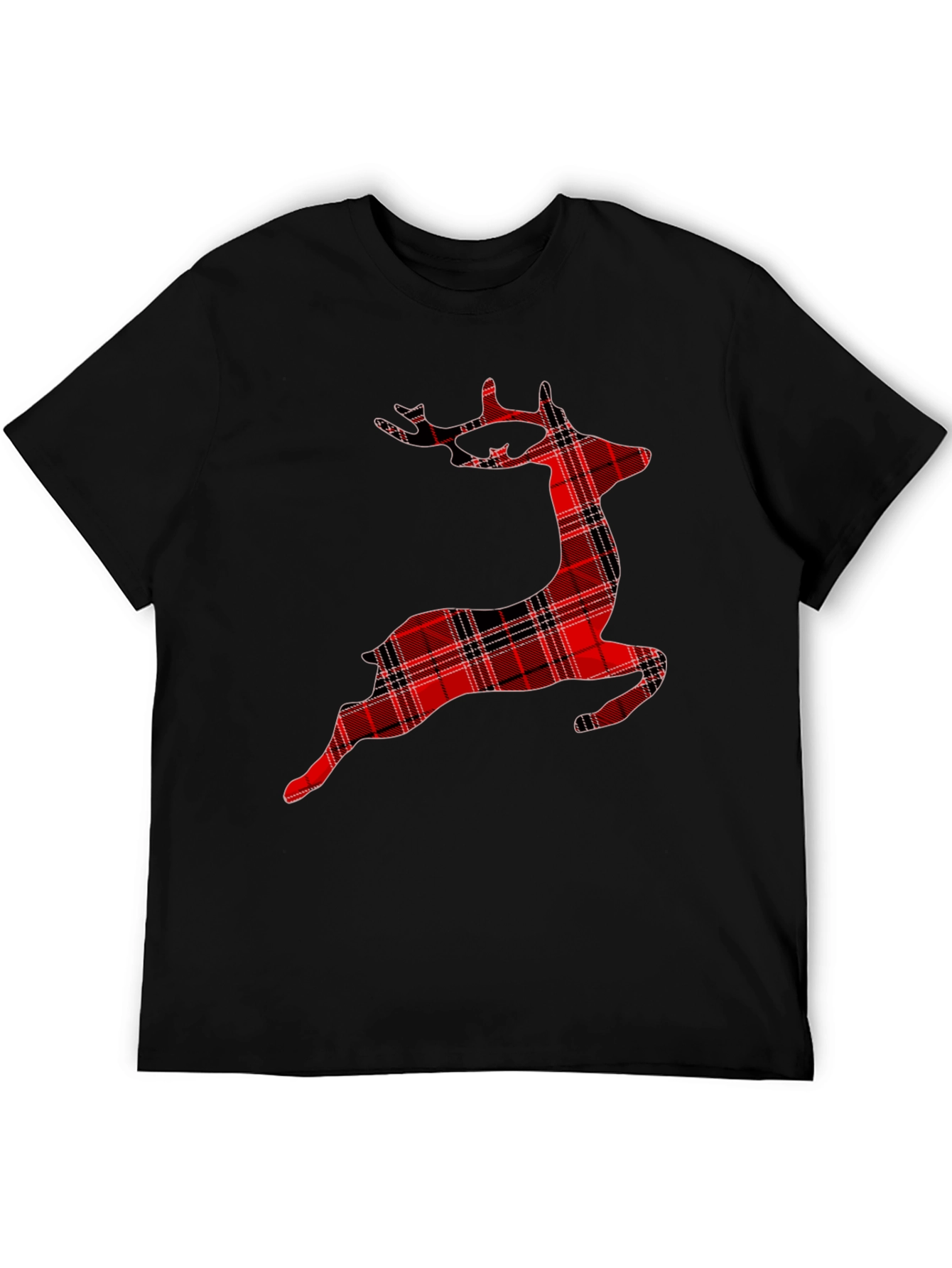 Red Plaid Reindeer Graphic T-Shirt