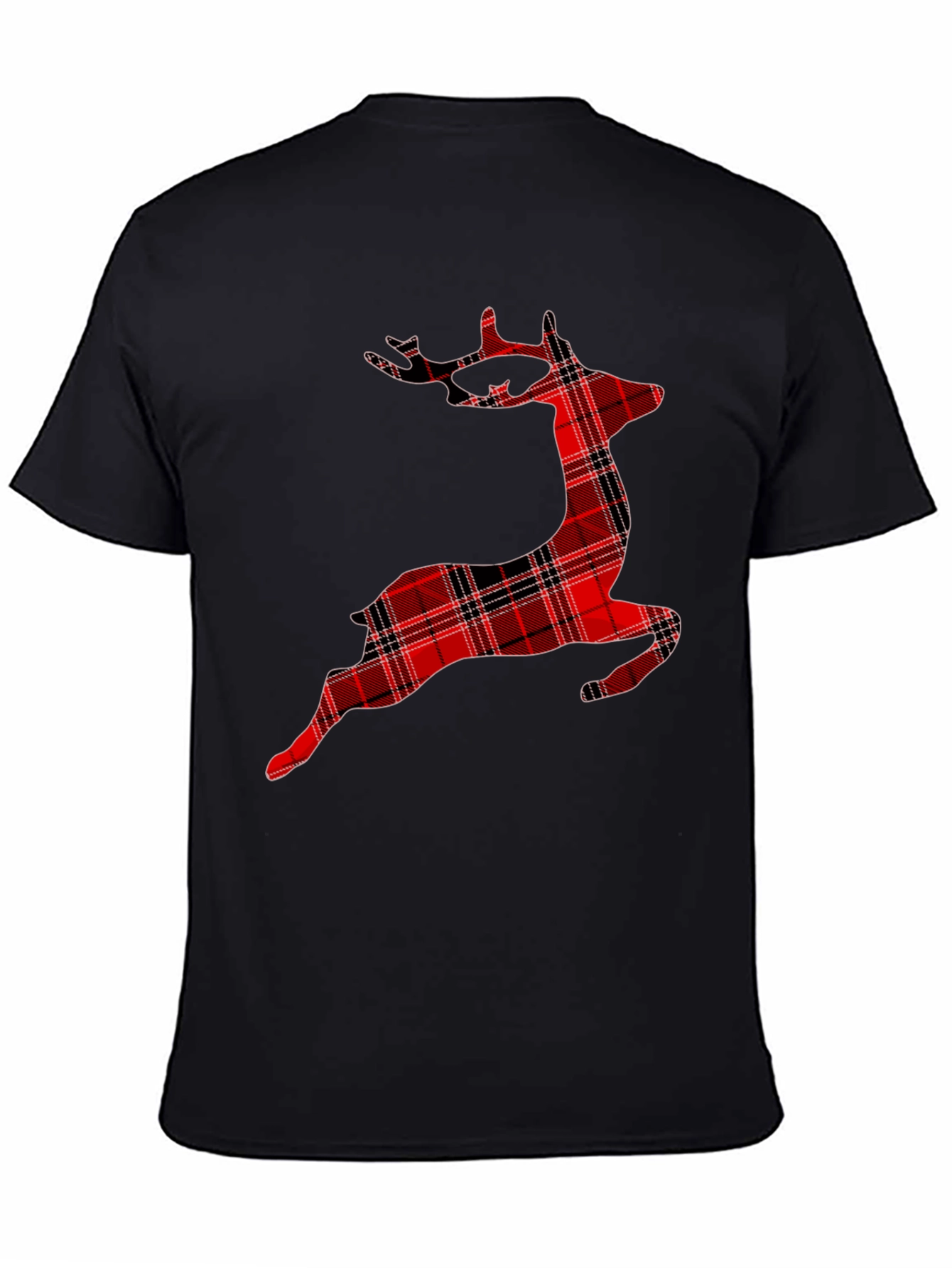 Red Plaid Reindeer Graphic T-Shirt