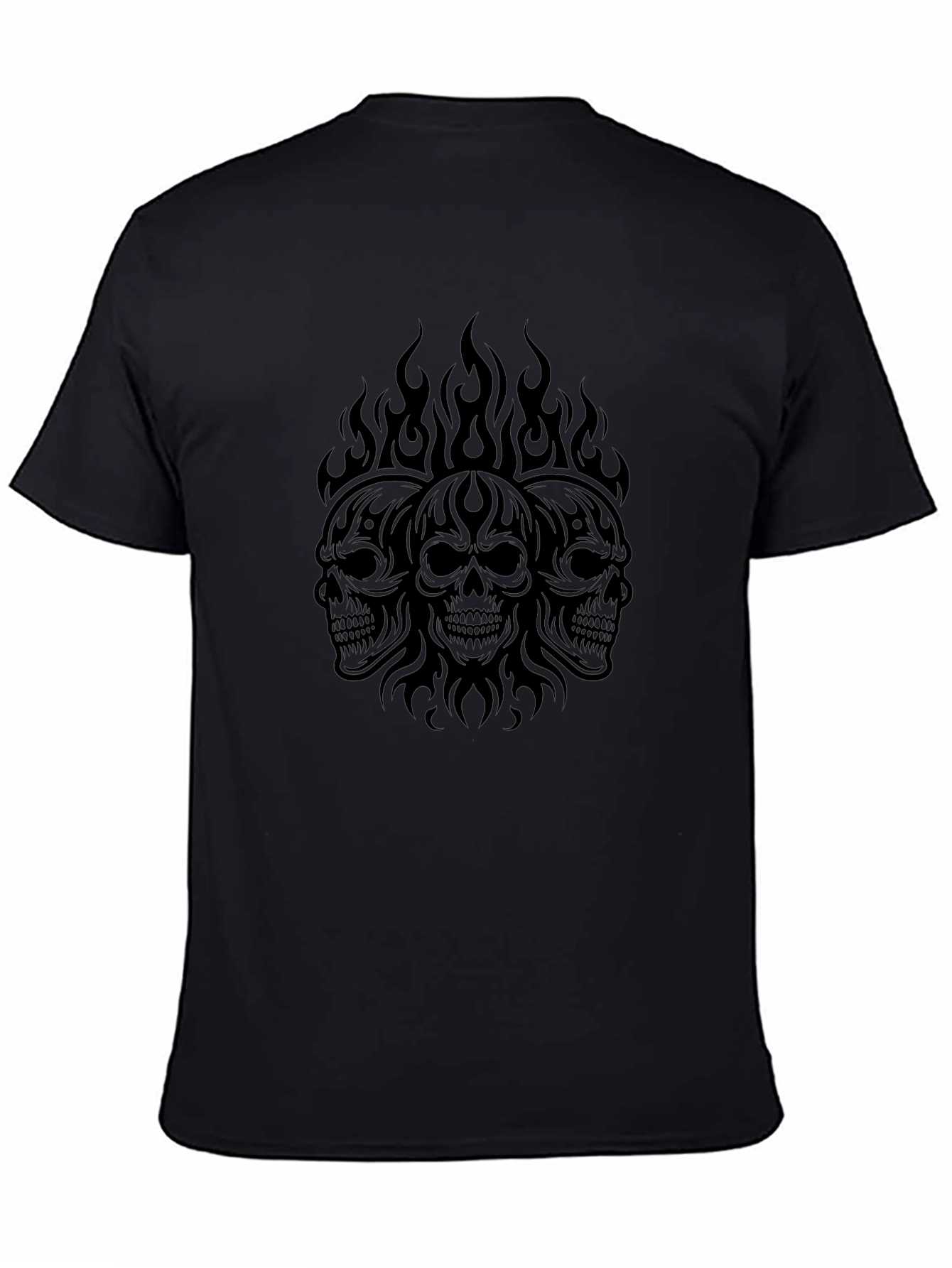 Skull Flames Graphic T-Shirt - Black