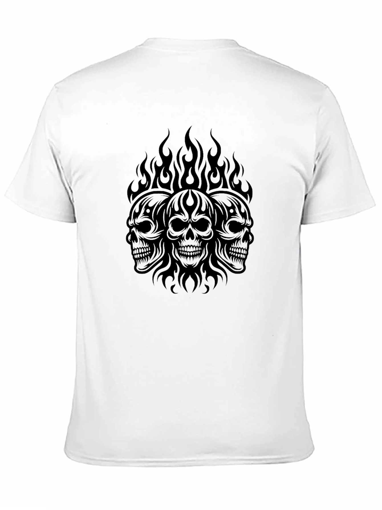 Skull Flames Graphic T-Shirt - Black