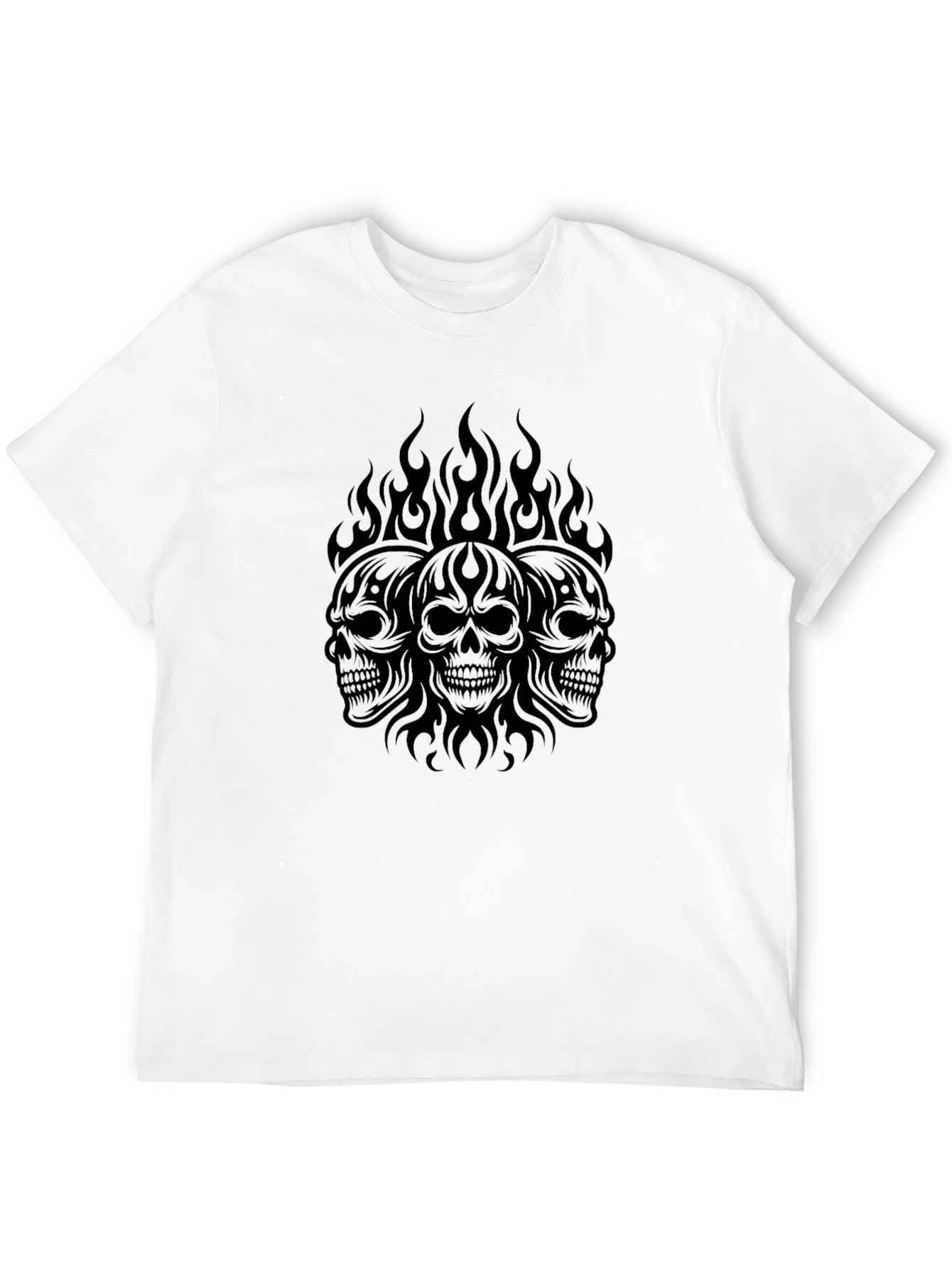 Skull Flames Graphic T-Shirt - Black
