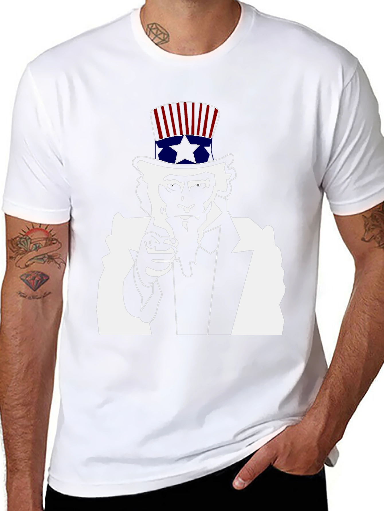 Uncle Sam Graphic Tee - Black Cotton T-Shirt