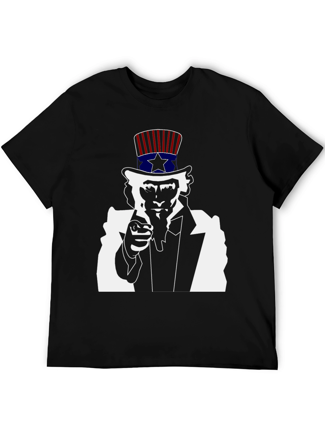 Uncle Sam Graphic Tee - Black Cotton T-Shirt