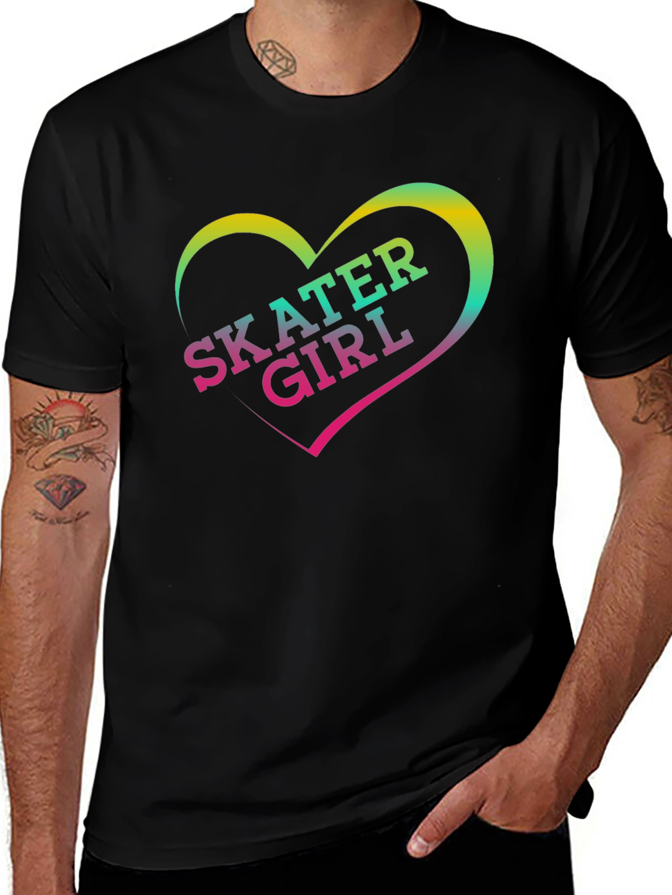 Skater Girl Graphic T-Shirt - Black Cotton Tee