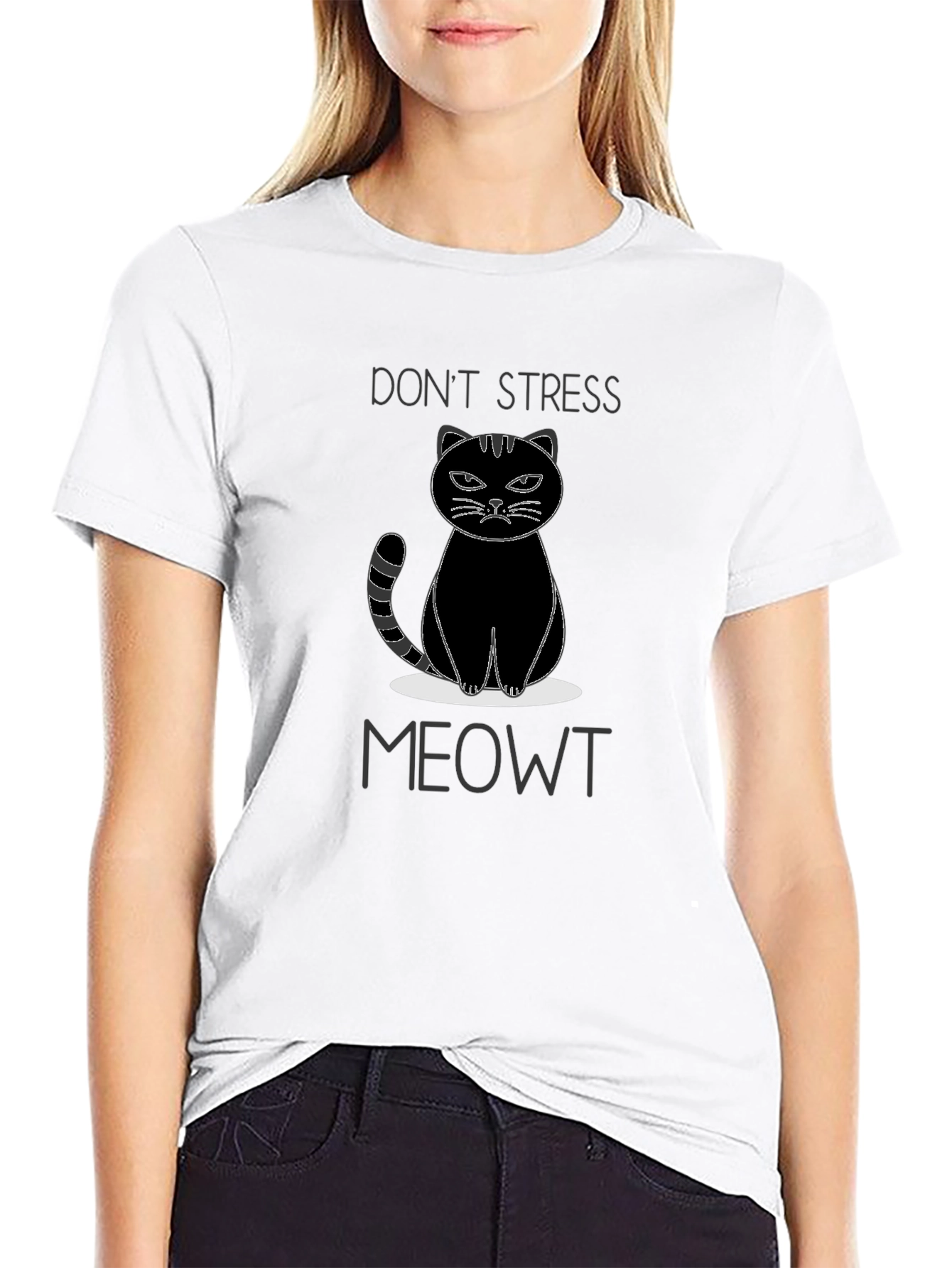 Dont Stress Meowt Black T-Shirt