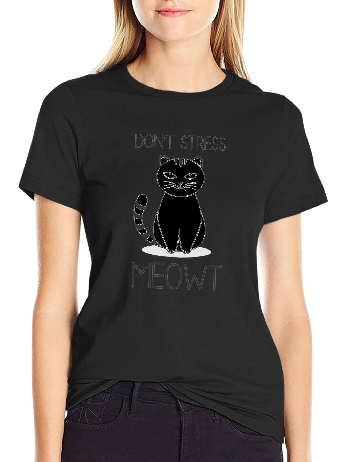Dont Stress Meowt Black T-Shirt