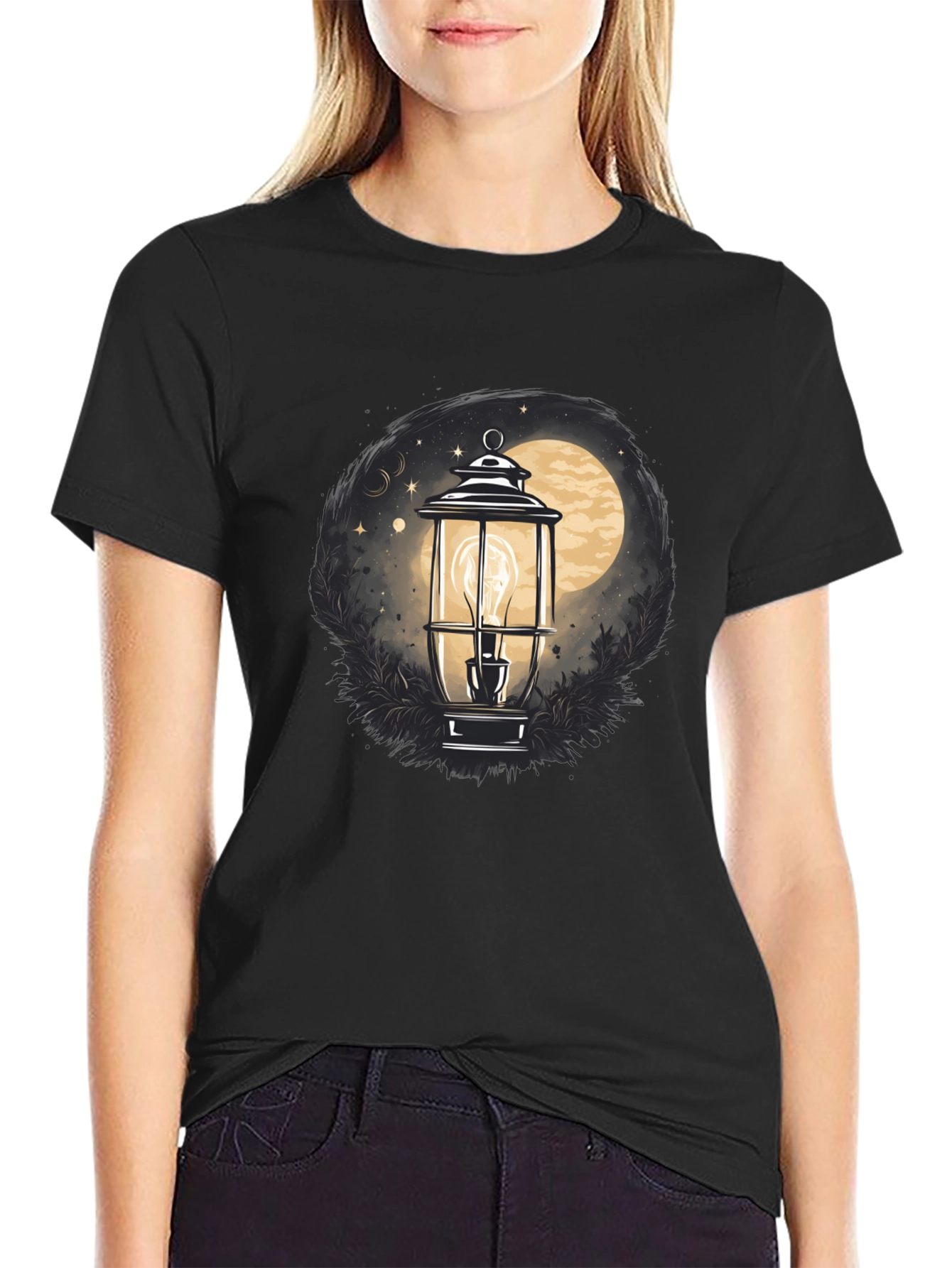 Lantern Moon Graphic Tee - Black