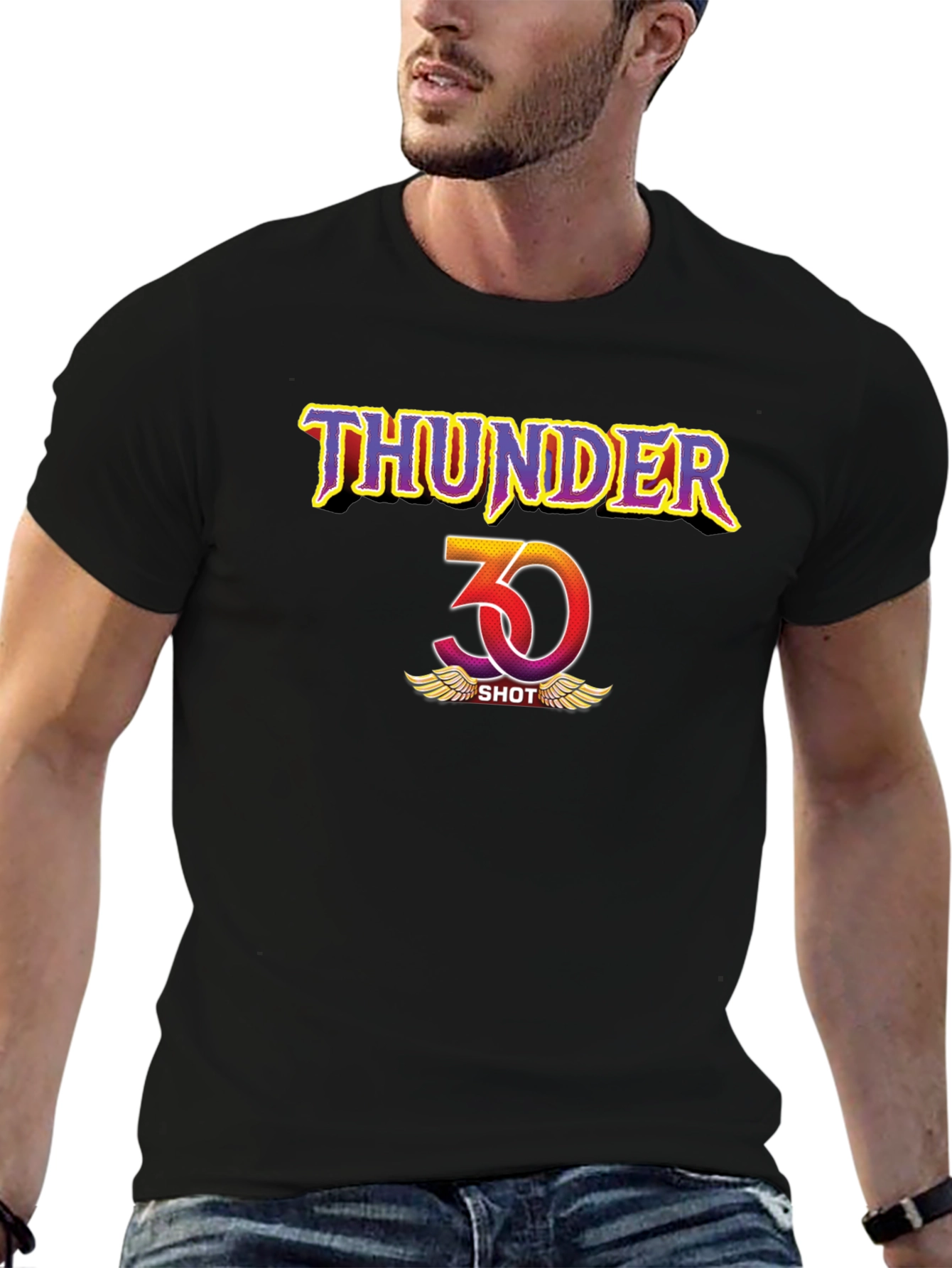 Thunder 30 Shot Graphic Tee - Bold Black Cotton