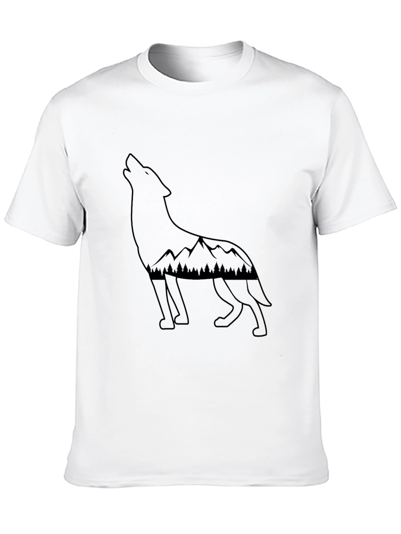 Wolf & Mountain Graphic Tee - Black