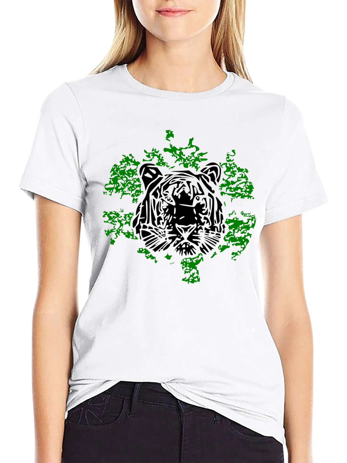 Tiger Graphic Tee - Black Cotton T-Shirt