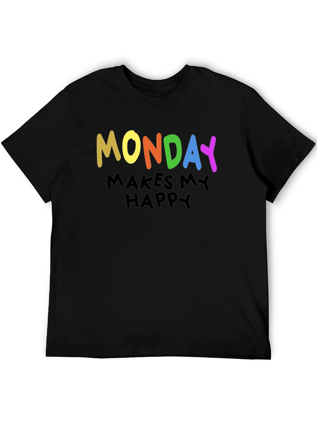 Monday Makes Me Happy Graphic Tee - Black