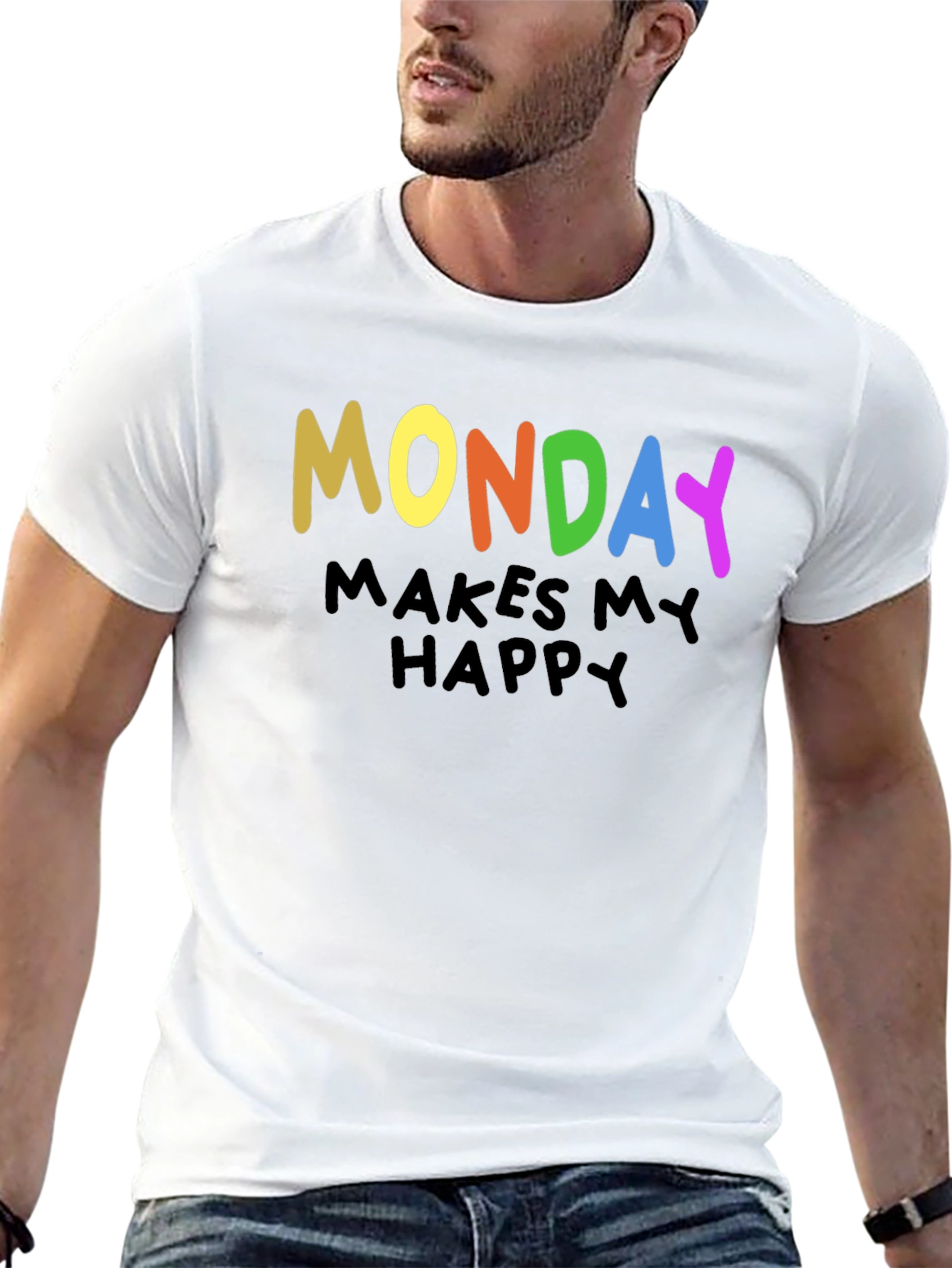 Monday Makes Me Happy Graphic Tee - Black