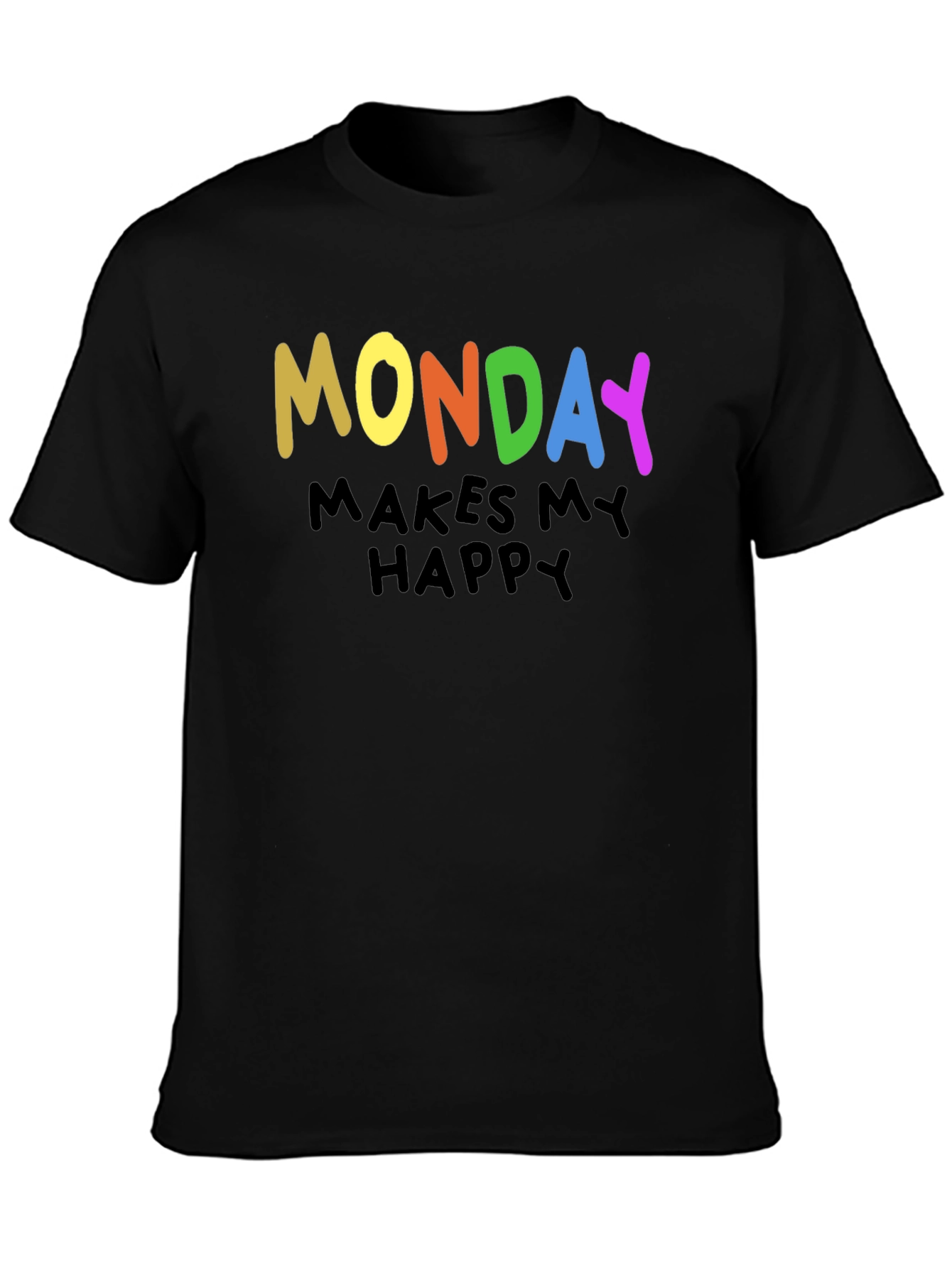 Monday Makes Me Happy Graphic Tee - Black